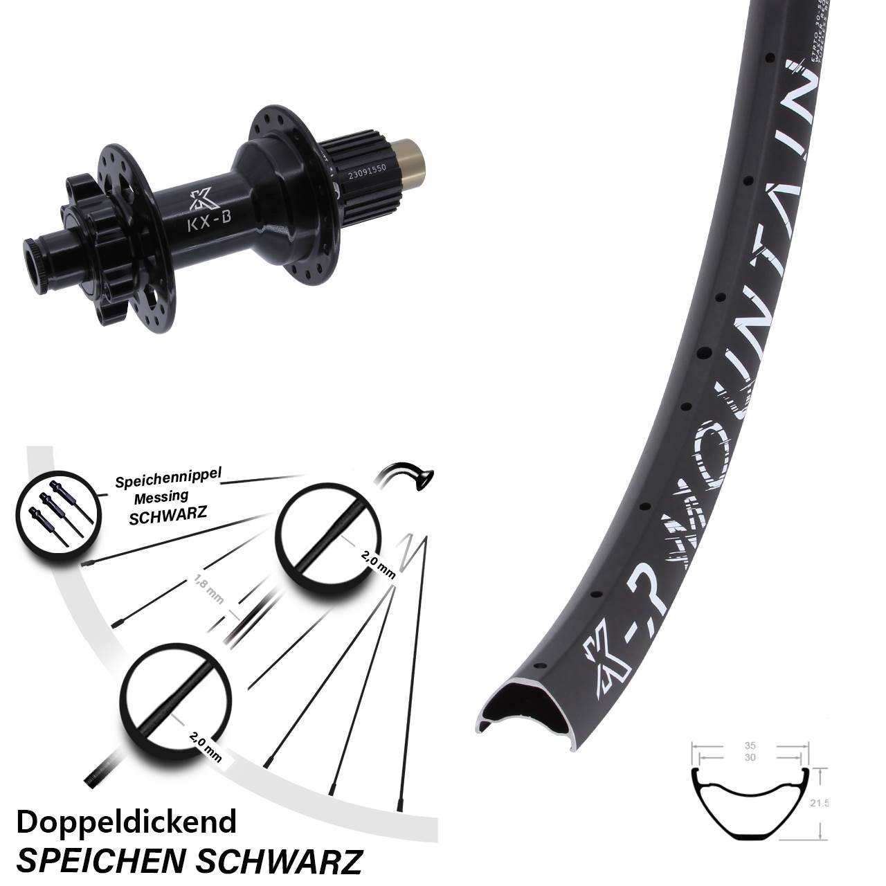 KX-BR Mountain 29 Zoll Hinterrad 6-Loch 12x148 Boost Micro Spline