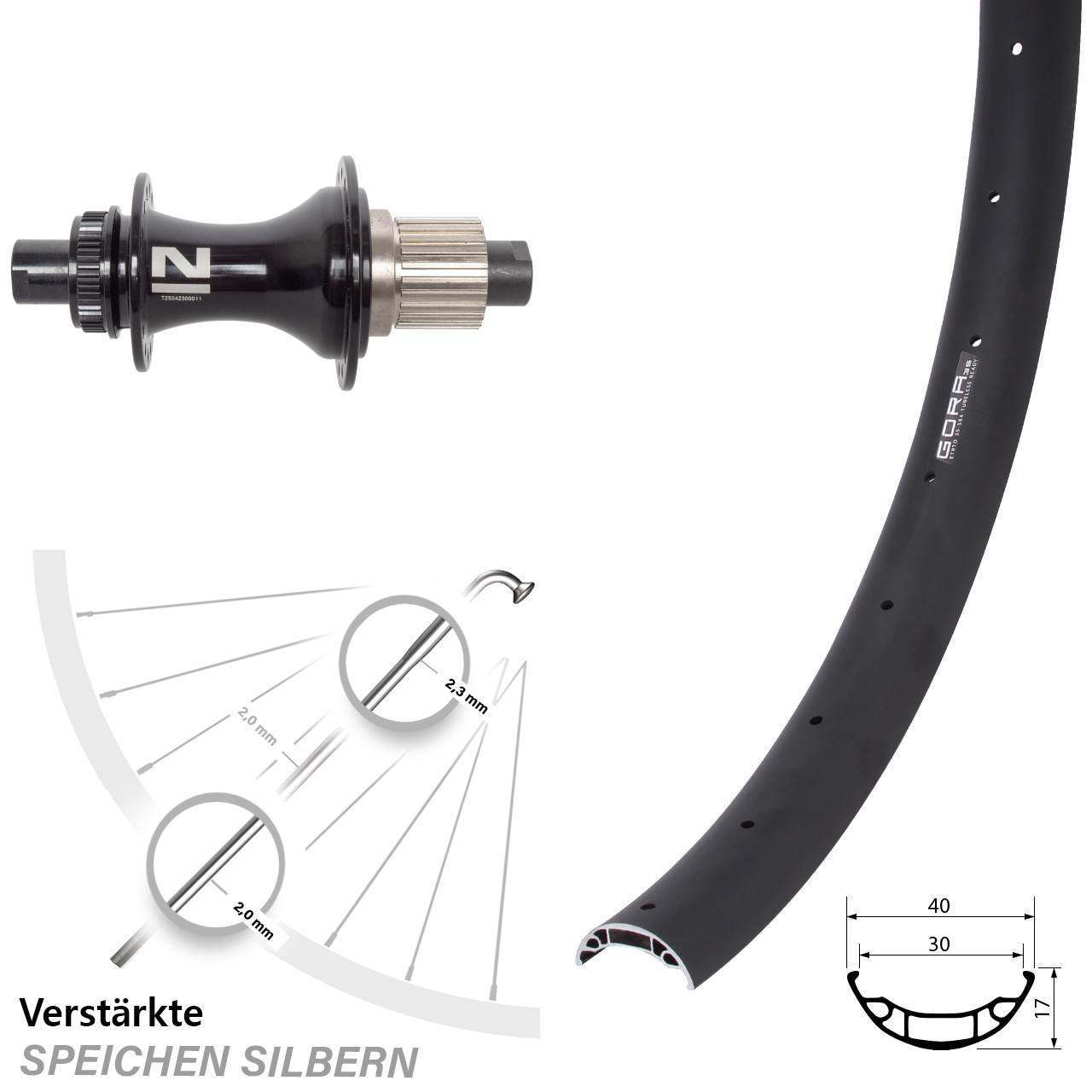 Disc Hinterrad 27,5 Zoll Gora 35 Novatec D462 Shimano Micro Spline 12x148