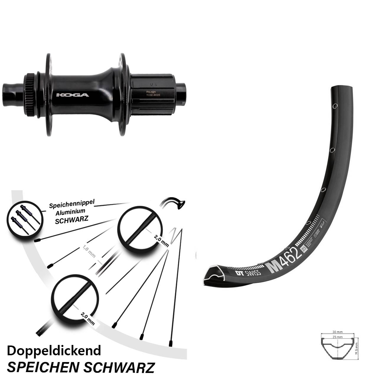 27,5 Zoll DT Swiss M462 Formula ECT-148S Boost Disc Hinterrad 12x148 Boost 8-11 fach HG