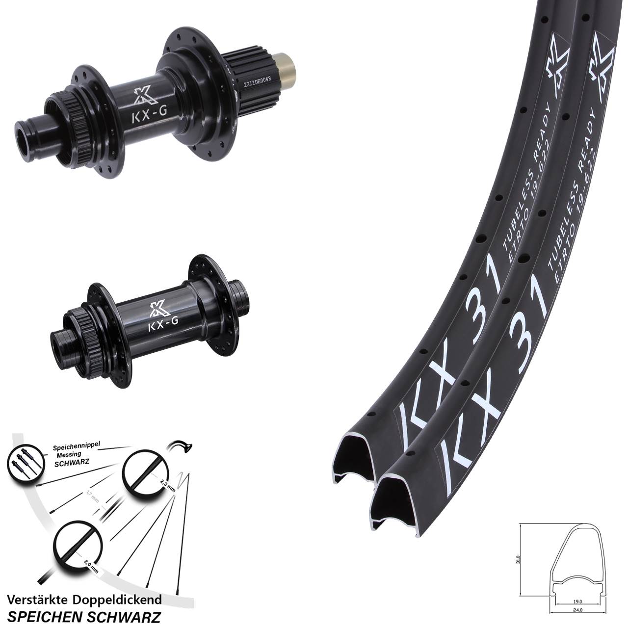 KX-G 31 Offset 28 Zoll Laufradsatz Centerlock 15x100 12x142 Shimano Micro Spline