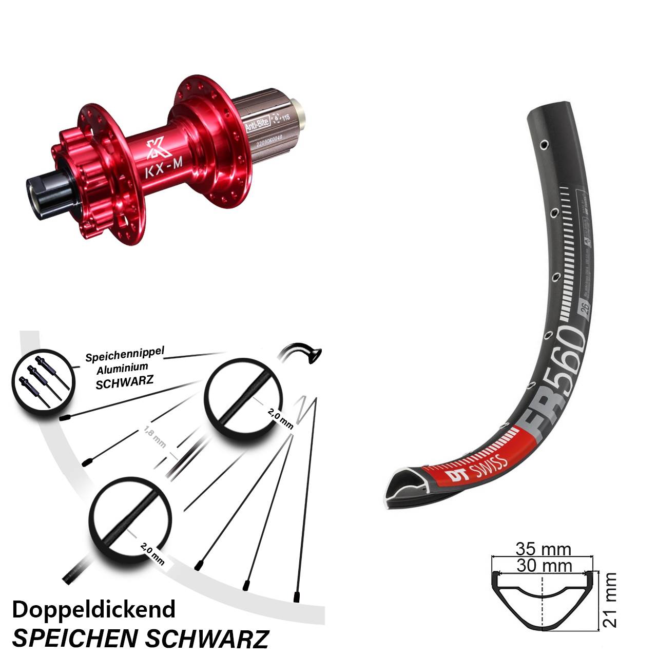 26 Zoll Hinterrad DT Swiss FR 560 KX-M 8-12 fach 12x142