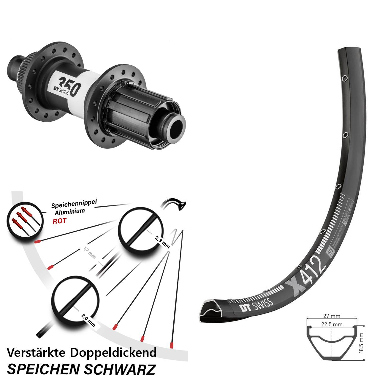 Disc Laufrad 29 Zoll DT Swiss X412 DT Swiss 350 8-11 fach 12x148 Boost
