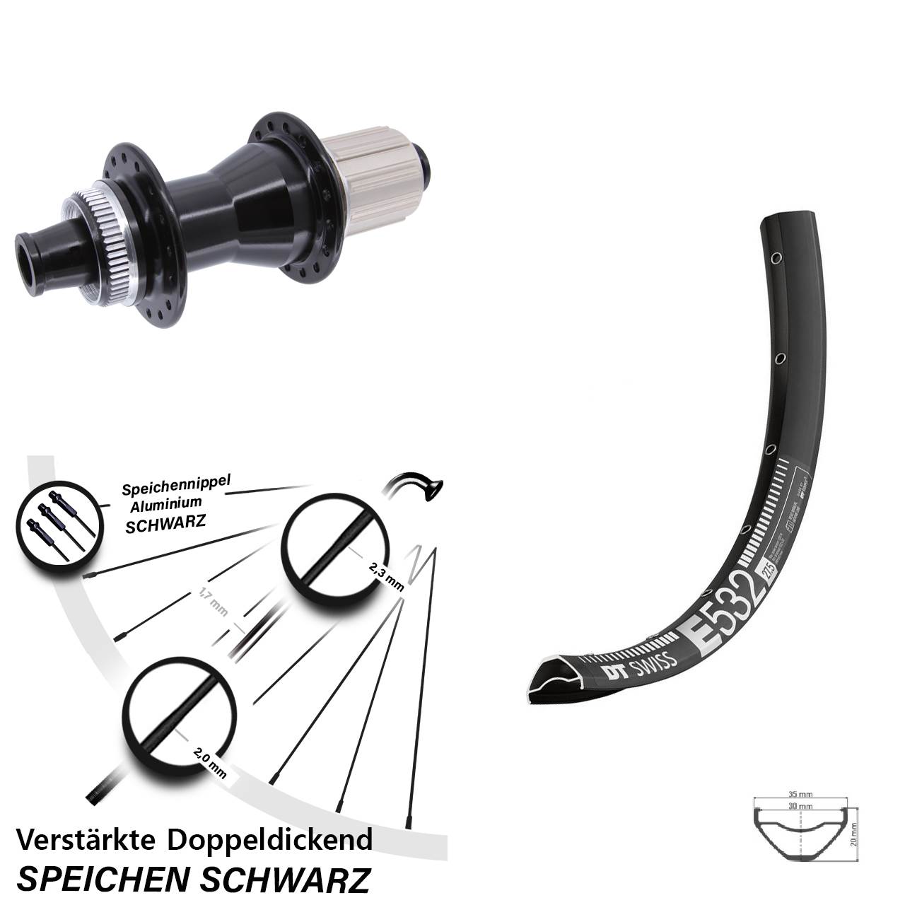 Centerlock Hinterrad 12x142 27,5 Zoll DT Swiss E 532 Novatec CL-142 8-12 fach HG