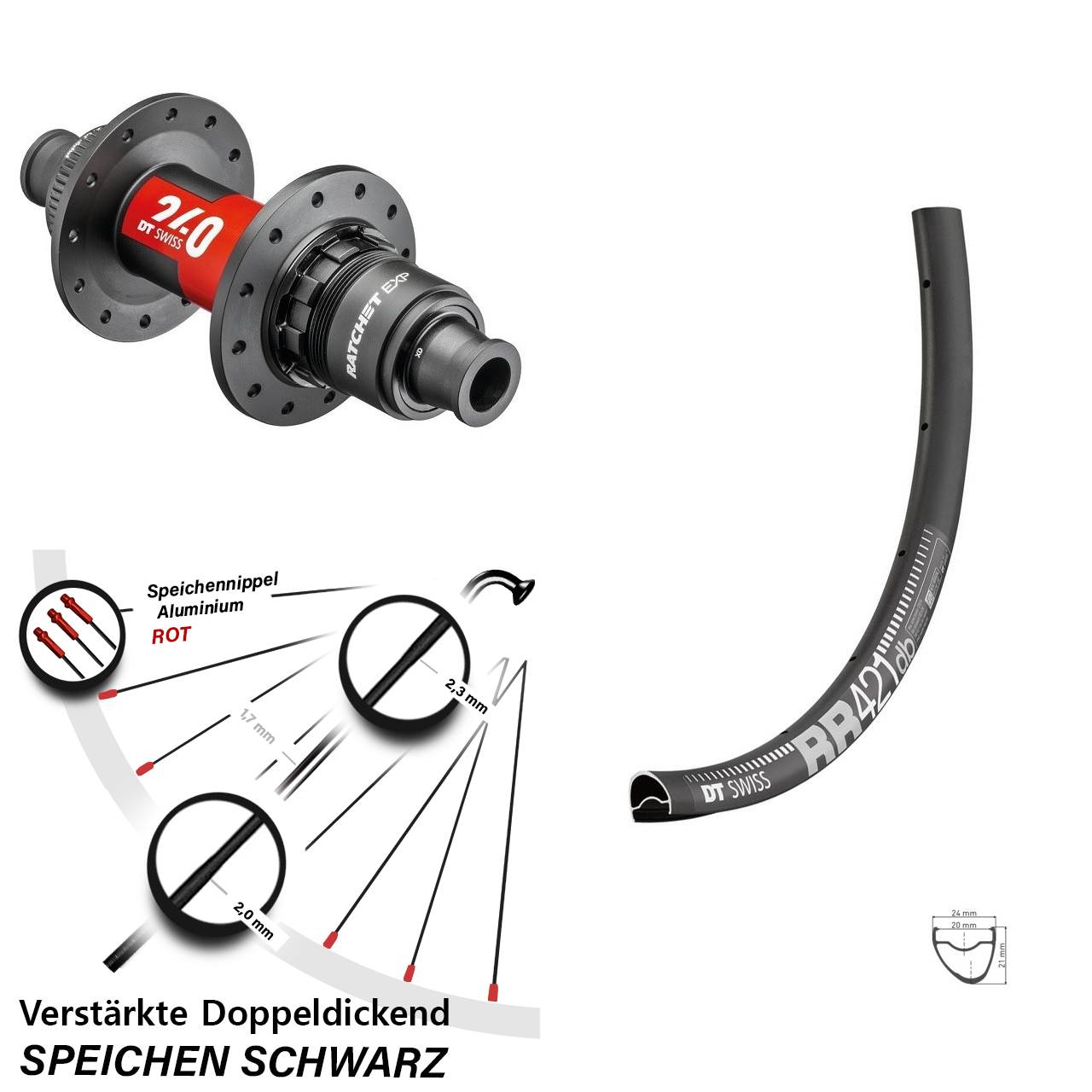 Disc Hinterrad 28 Zoll DT Swiss RR 421 DT Swiss 240 EXP XDR 12x142
