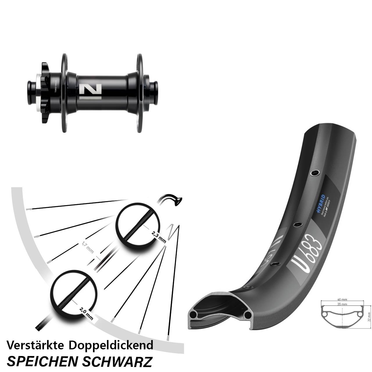 Vorderrad 6-Loch 27,5 Zoll DT Swiss U 683 Novatec D041 15x110 Boost