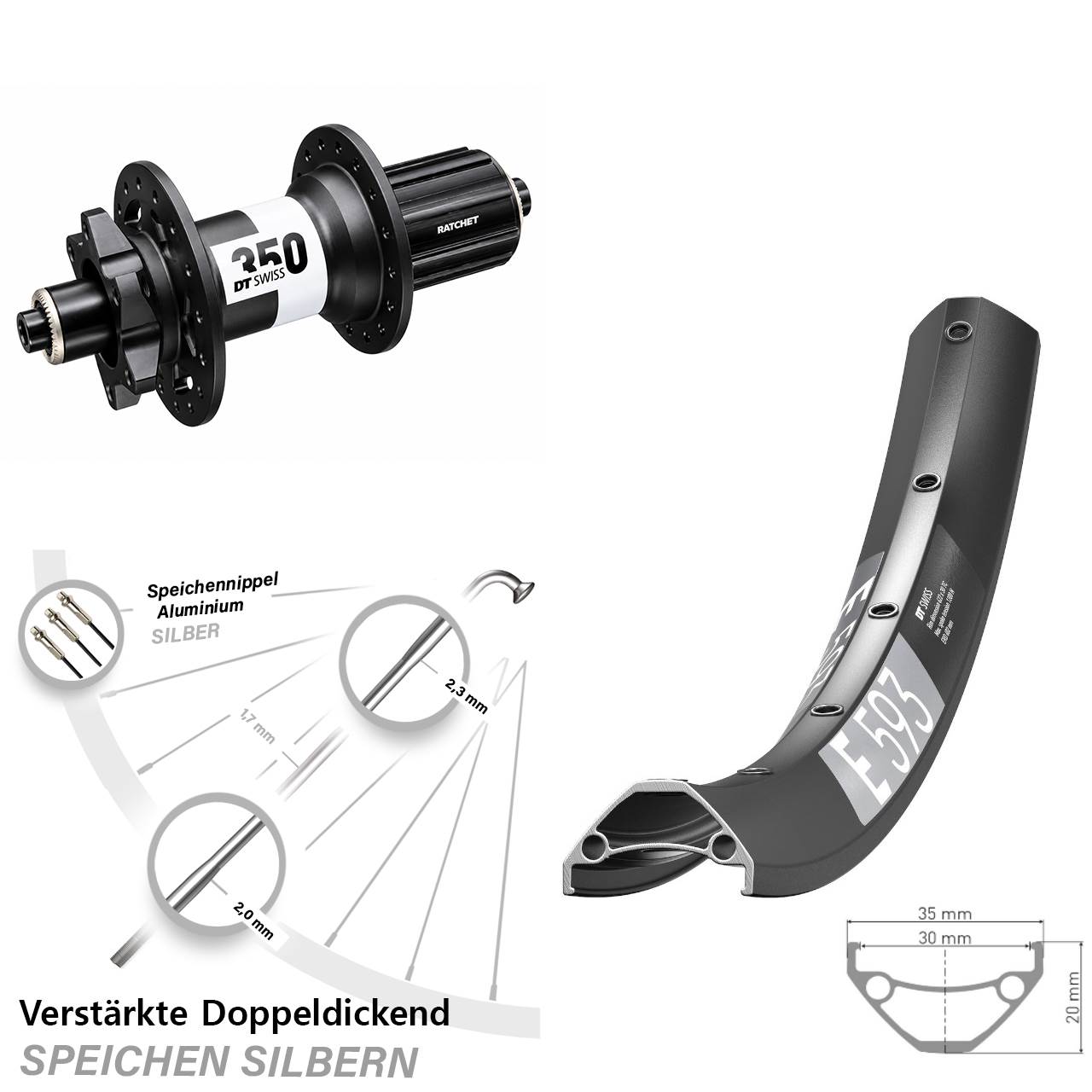 Disc Vorderrad QR 29 Zoll DT Swiss E593-350