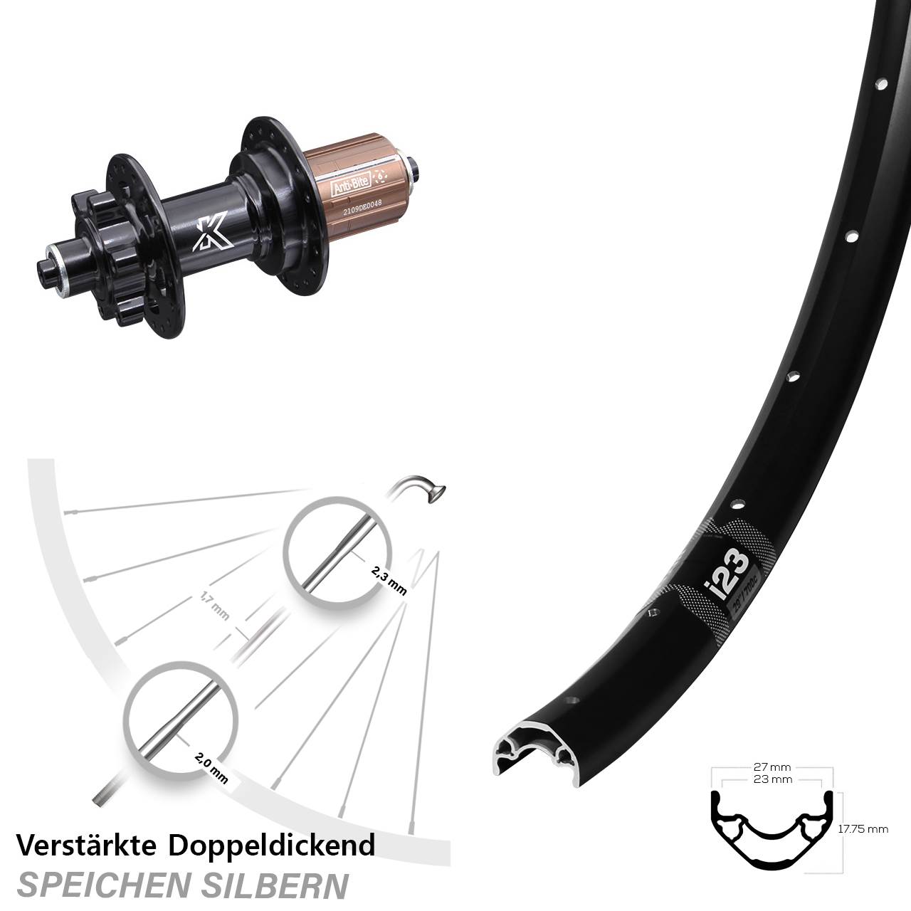Disc Hinterrad 28-29 Zoll WTB i23 KX-M 8-12 fach HG QR