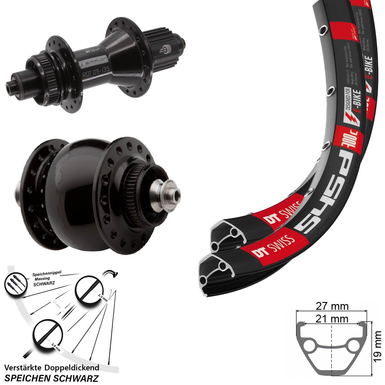 Disc Laufrad-Satz 29 Zoll DT Swiss 545 370 Hybrid SON delux Micro Spline QR
