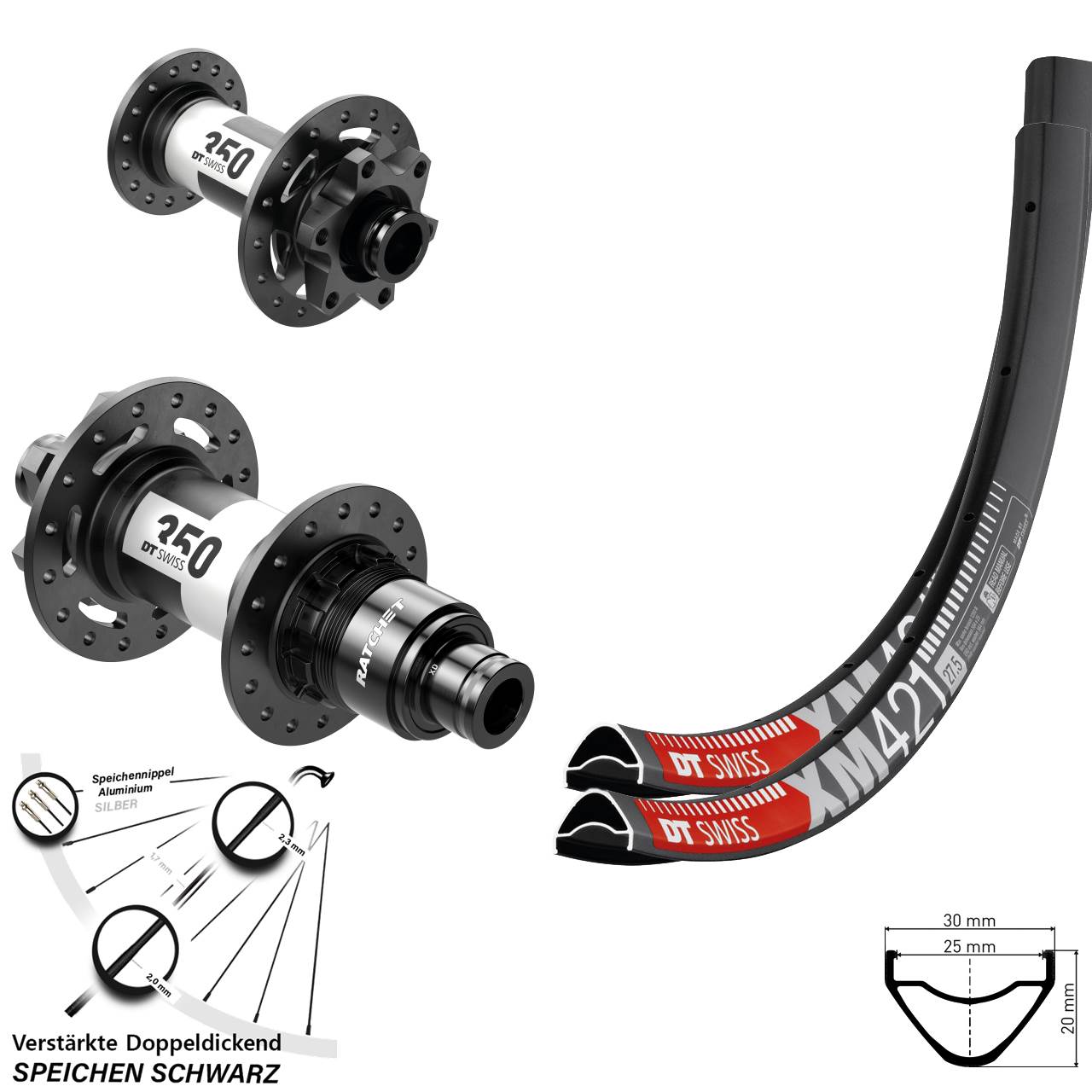 Disc Laufrad-Satz 650B DT Swiss XM 421 350 Ratchet 36 SRAM XD 15x100 12x142