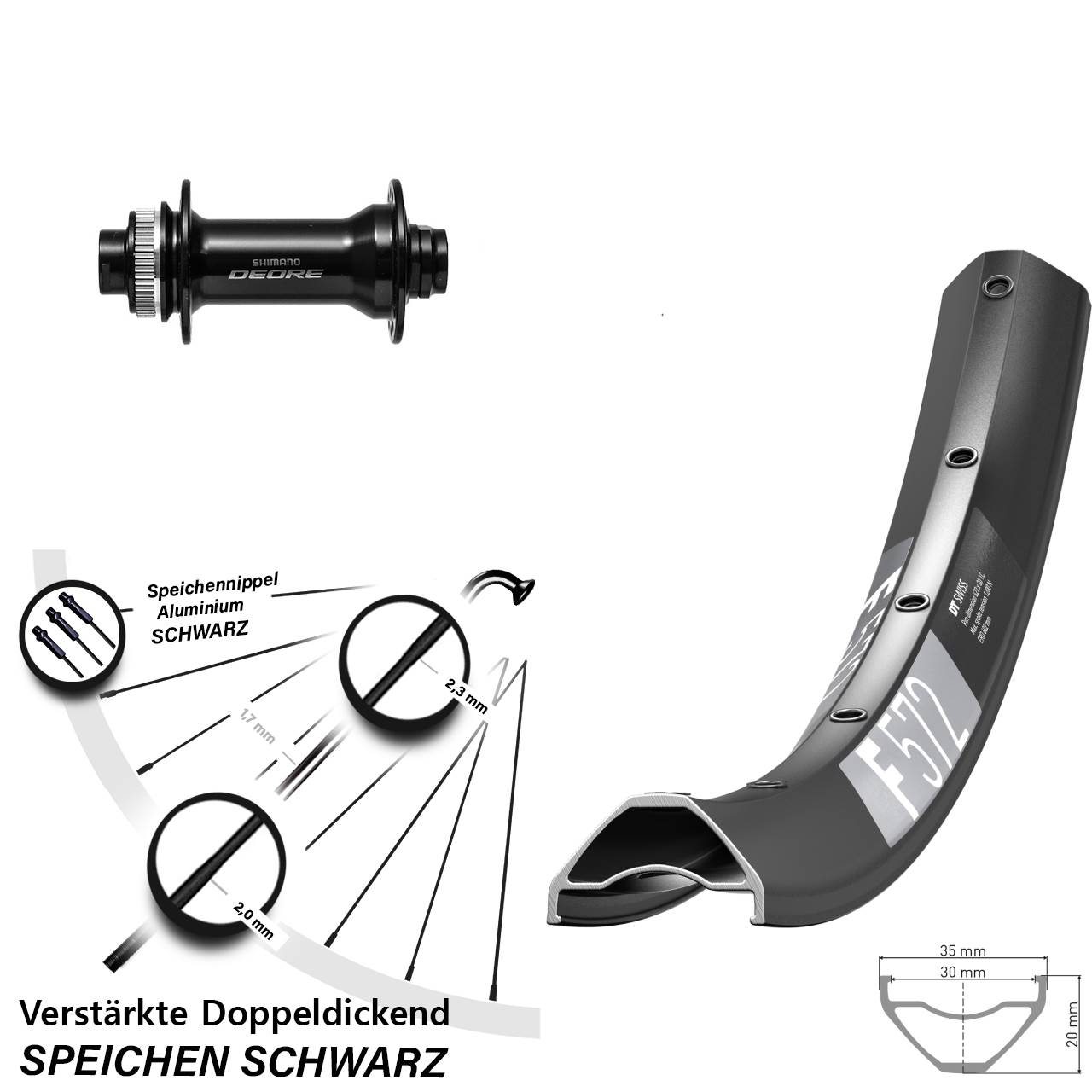 Boost Disc Vorderrad 15x110 27,5 Zoll DT Swiss F572 Shimano Deore HB-M6010