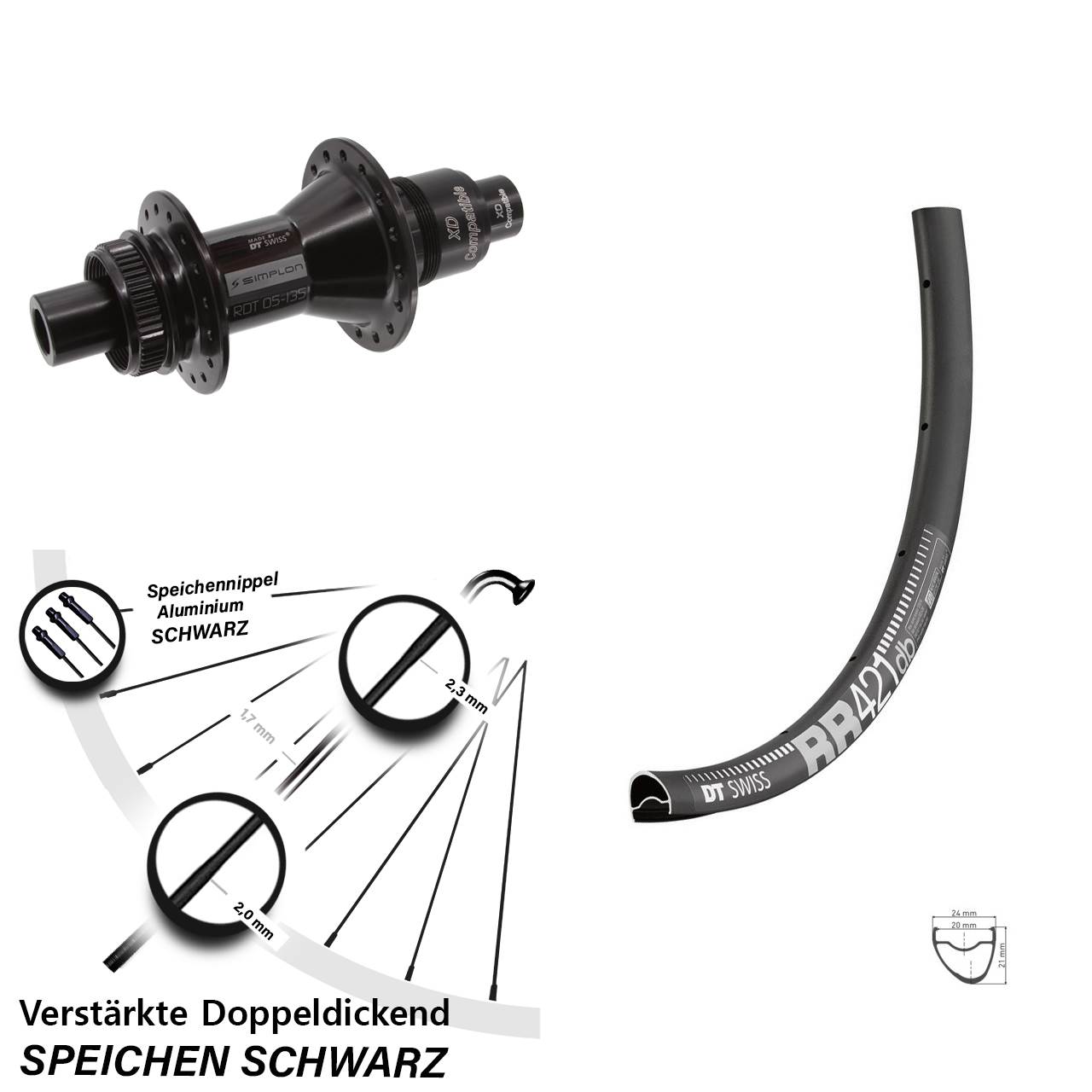 Disc Laufrad 12x142 28 Zoll DT Swiss RR421 DT Swiss 370 XD 11-12 fach
