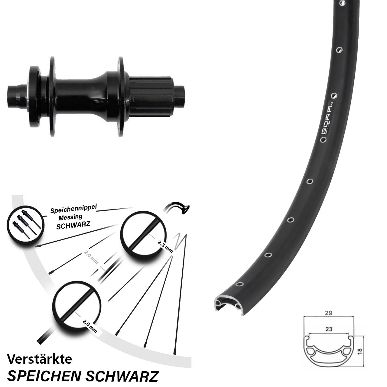 Gora 23 Fastace 28-29 Zoll Hinterrad 6-Loch 12x148 Boost 8-12 fach HG