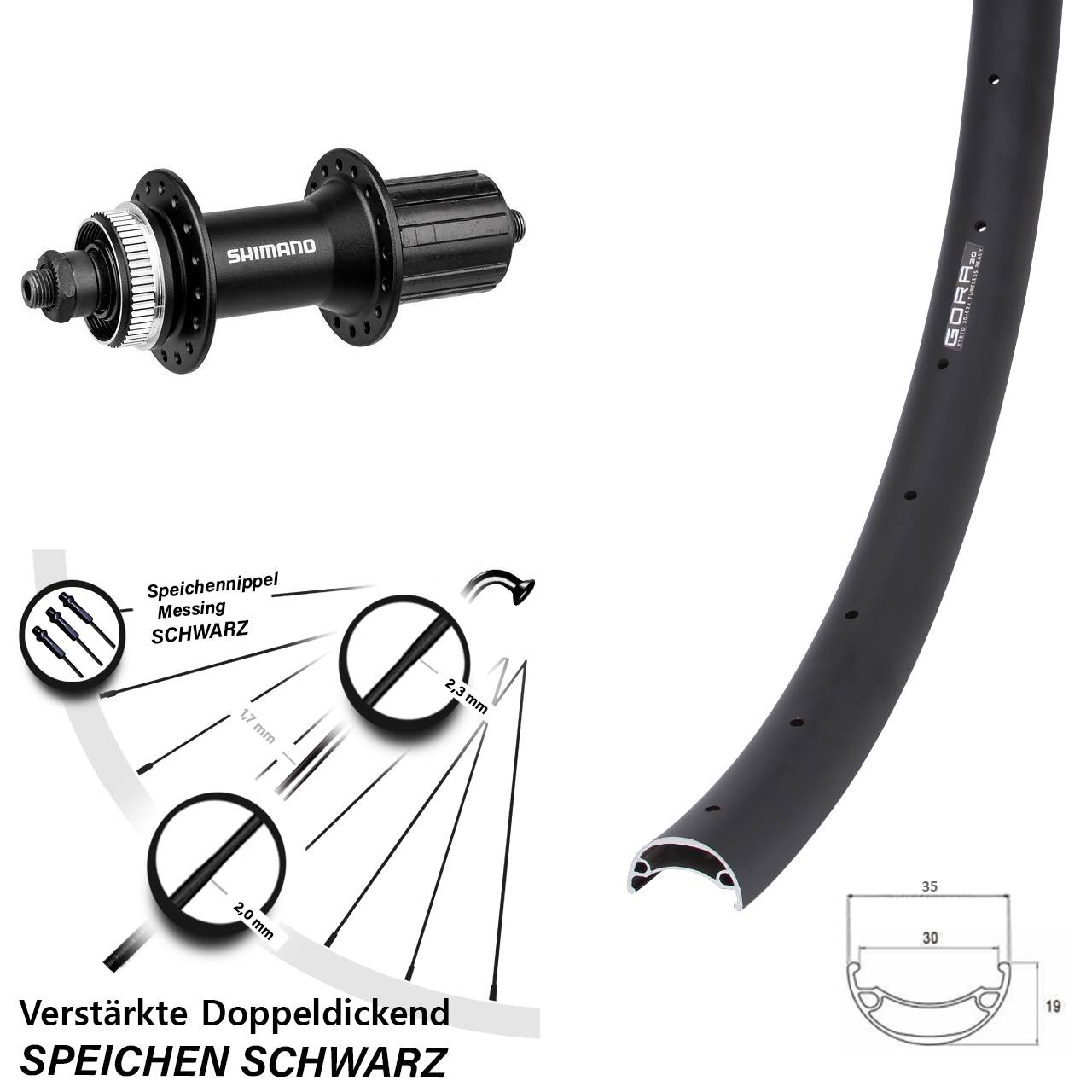 Disc Hinterrad 26 Zoll Gora 30 Shimano FH-M4050 8-11 fach für Schnellspanner