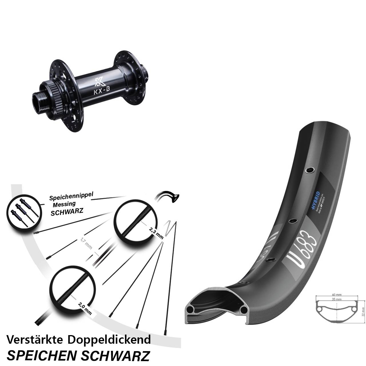 Vorderrad Centerlock 27,5 Zoll DT Swiss U 683 KX-B 15x110 Boost