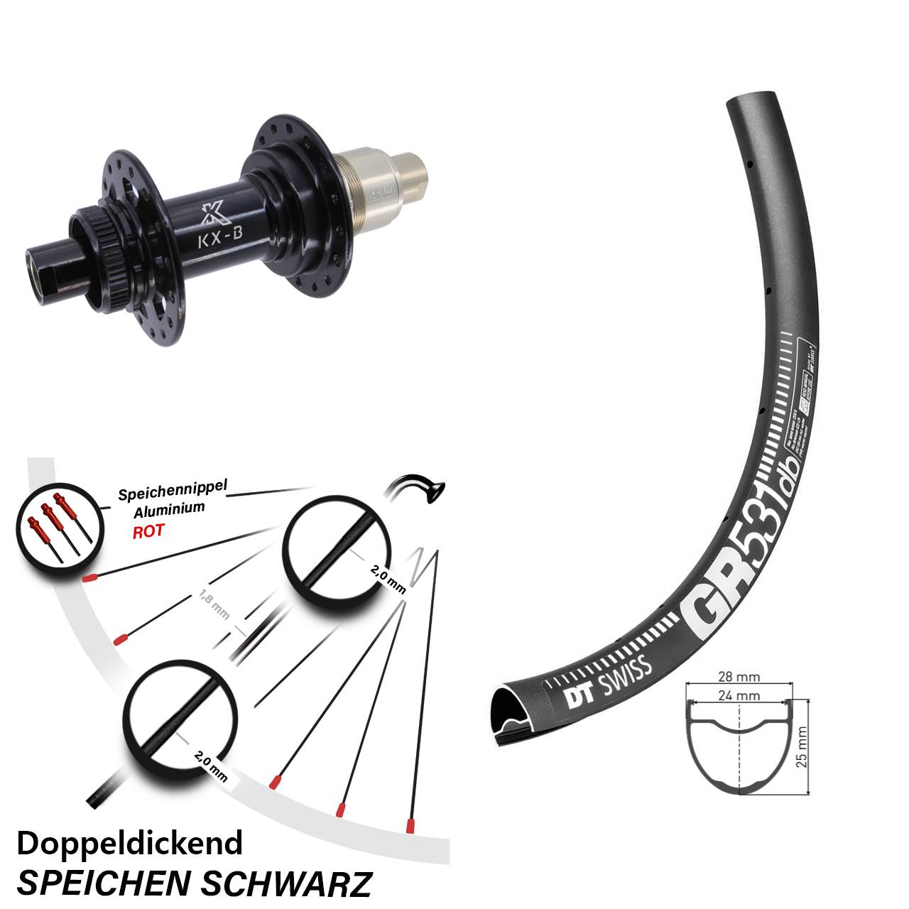 650B DT Swiss GR531 KX-B Disc Hinterrad 12x148 XD 11-12 fach
