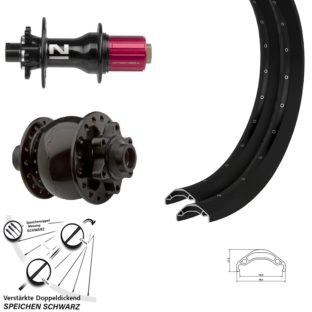 29 Zoll Ryde Disc 35 Novatec D792 SON 28 6-Loch Laufradsatz 15x100 12x142 8-12 fach HG