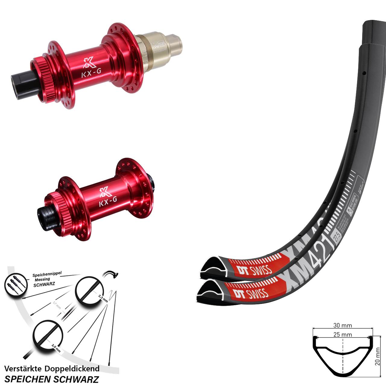 Disc Laufradsatz 650B DT Swiss XM 421 KX-G rot SRAM XDR 15x100 12x142