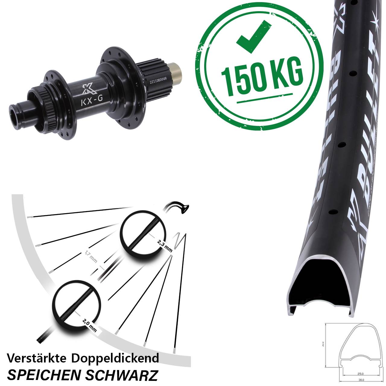Disc Hinterrad 28-29 Zoll KX-G Bullet OS Shimano Micro Spline 12x142