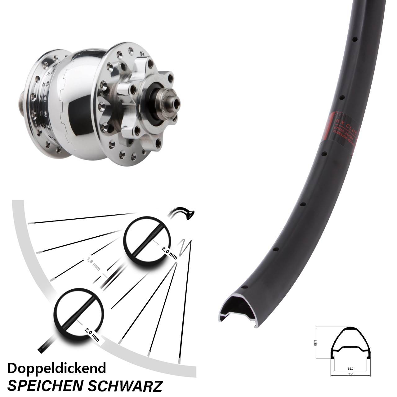 27,5 Zoll KX Clue SON 28 Disc Nabendynamolaufrad für Schnellspanner