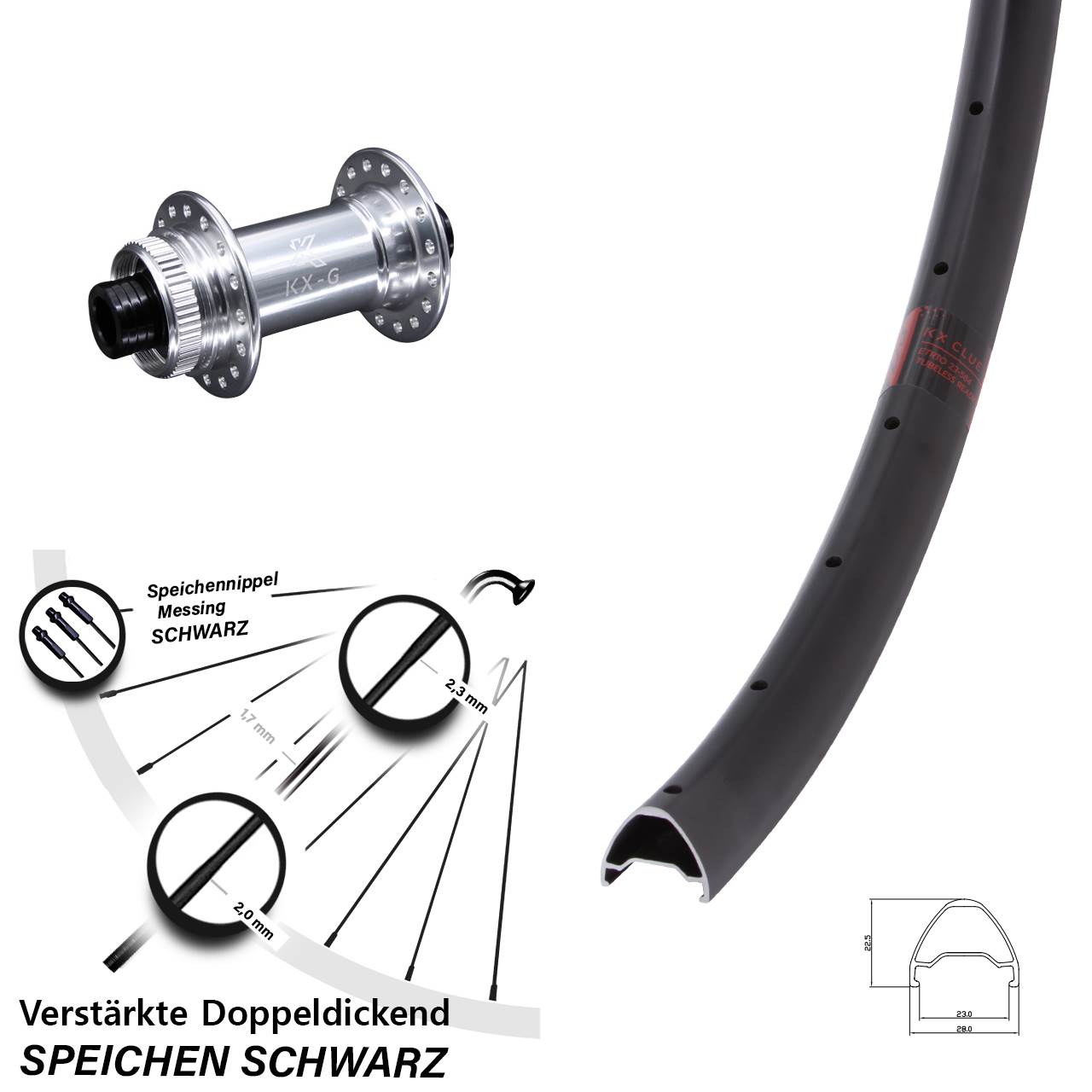 Vorderrad Centerlock 15x100 27,5 Zoll KX-G Clue