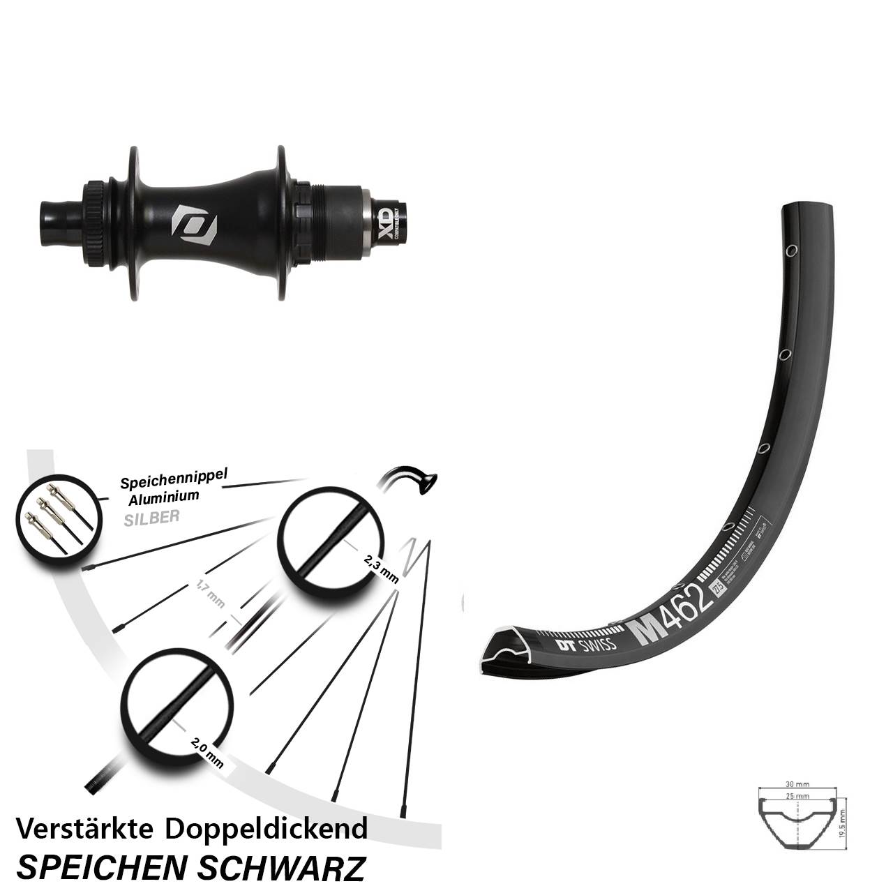 Centerlock Hinterrad 12x148 29 Zoll DT Swiss M462 Syncros SRAM XD