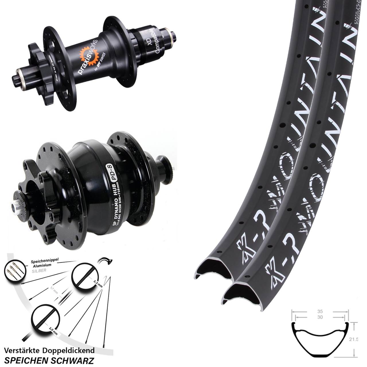 6-Loch Laufradsatz 29 Zoll KX-R Mountain DT Swiss 350 Shutter Precision PD-8 SRAM XD QR
