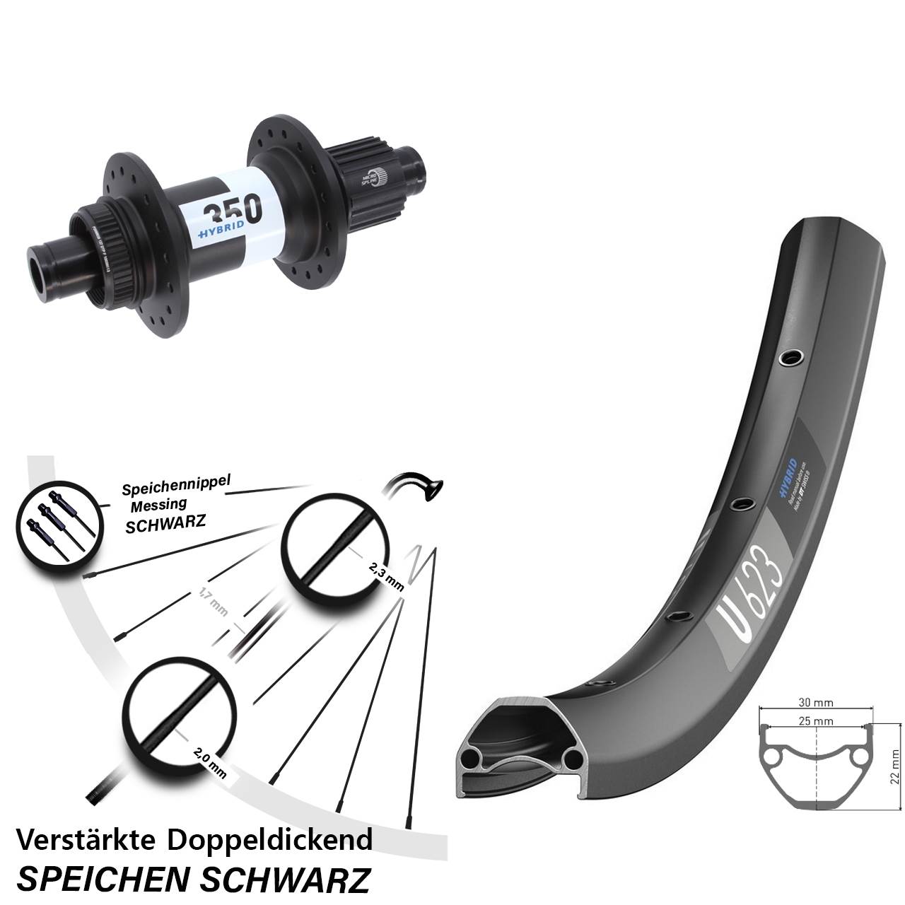 DT Swiss U623-350 Hybrid 28-29 Zoll Centerlock Hinterrad 12x148 Boost Shimano Micro Spline