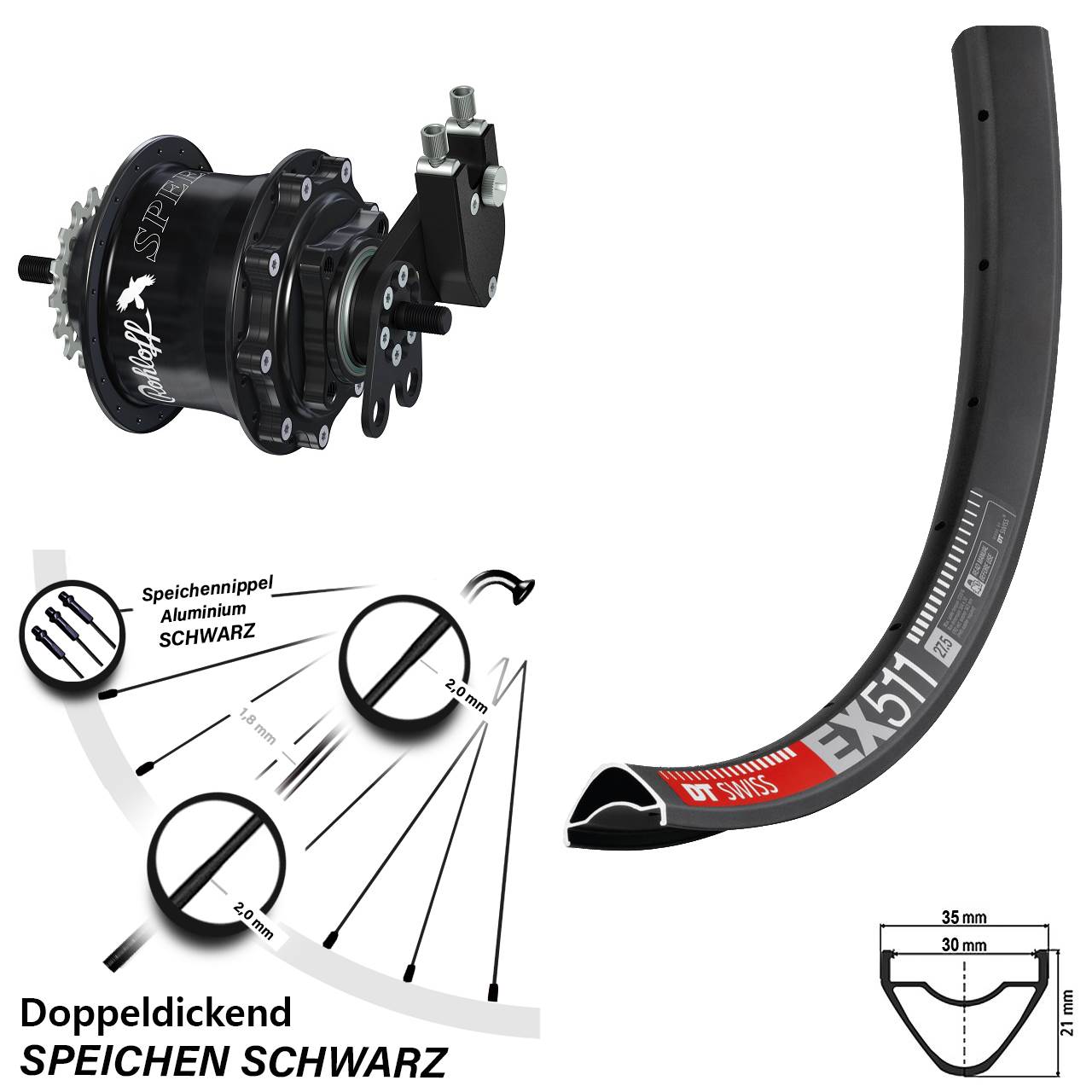 27,5 Zoll DT Swiss EX511 Rohloff Speedhub 500/14 TS DB