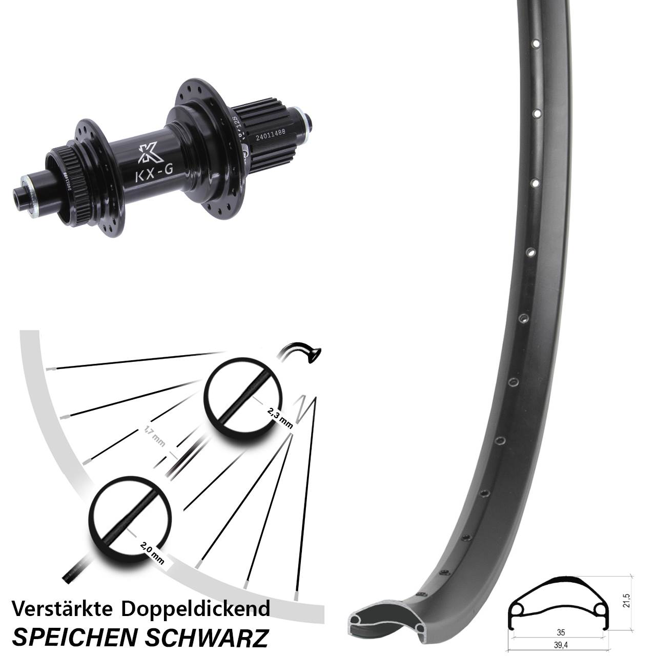 29 Zoll Ambrosio E35 KX-G Disc Hinterrad für Schnellspanner Micro Spline