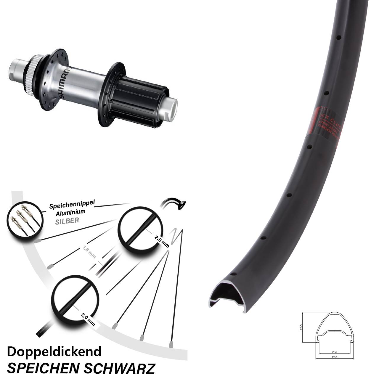 KX Clue Shimano GRX 29 Zoll Disc Laufrad 12x142 8-12 fach HG