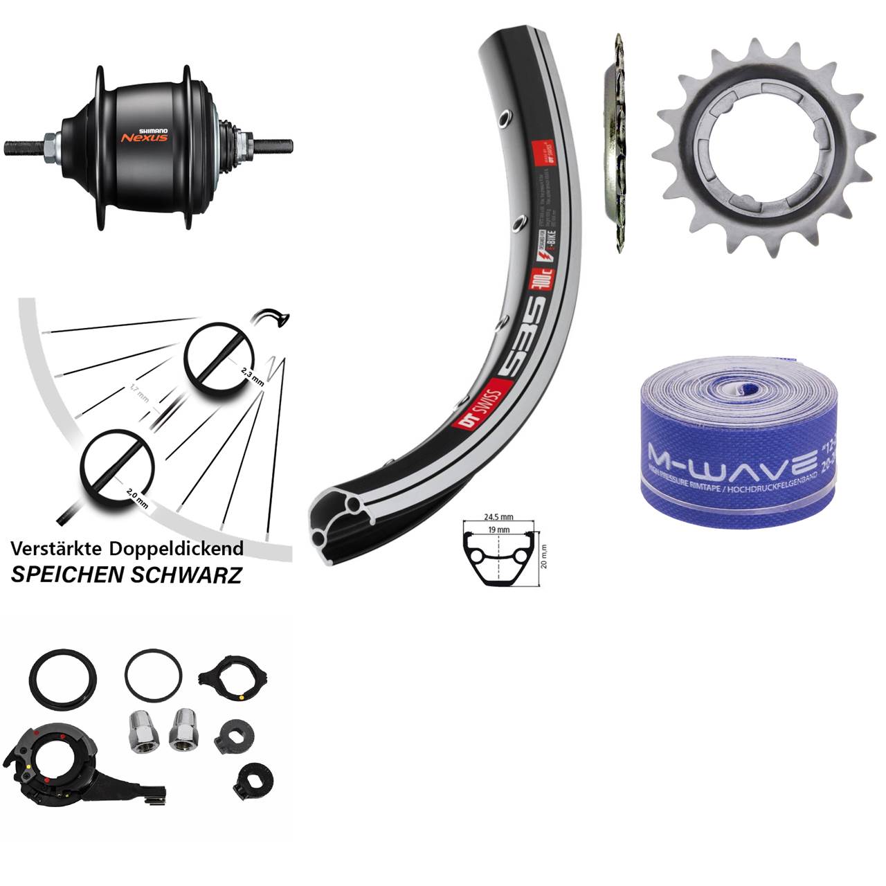 Hinterrad 28 Zoll DT Swiss 535 Shimano Nexus 8 Gang Freilauf schwarz