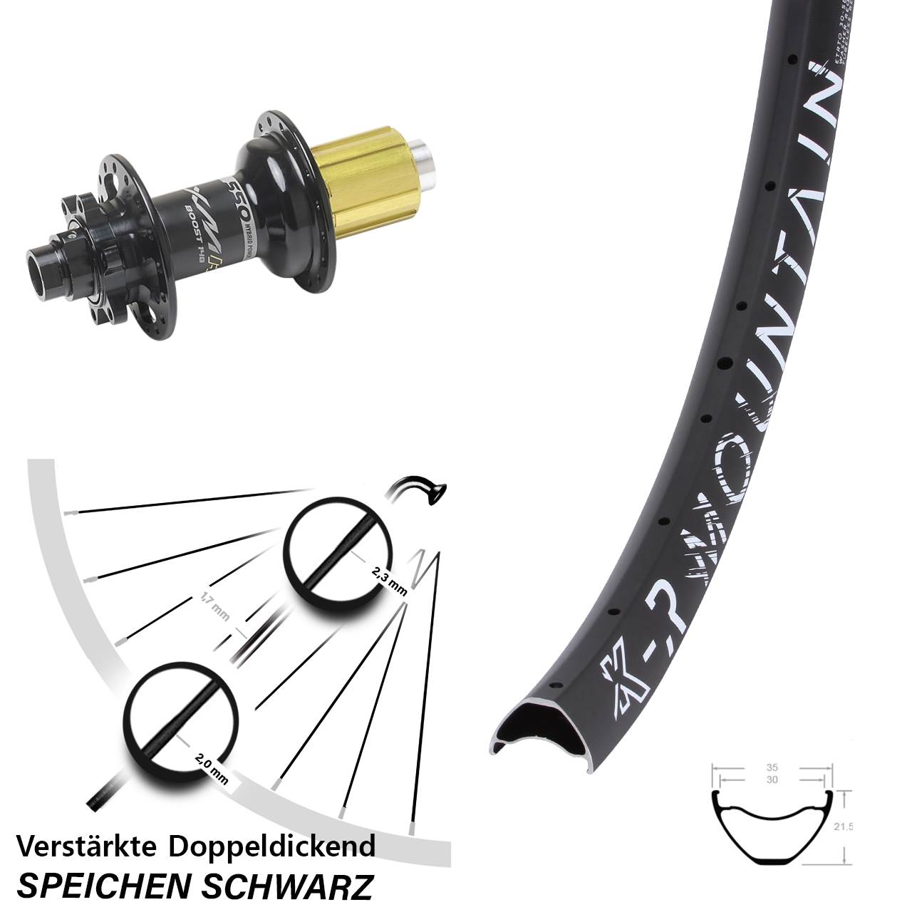 Disc Laufrad 12x148 27,5 Zoll KX-R Mountain Miche XMH 550 8-11 fach HG