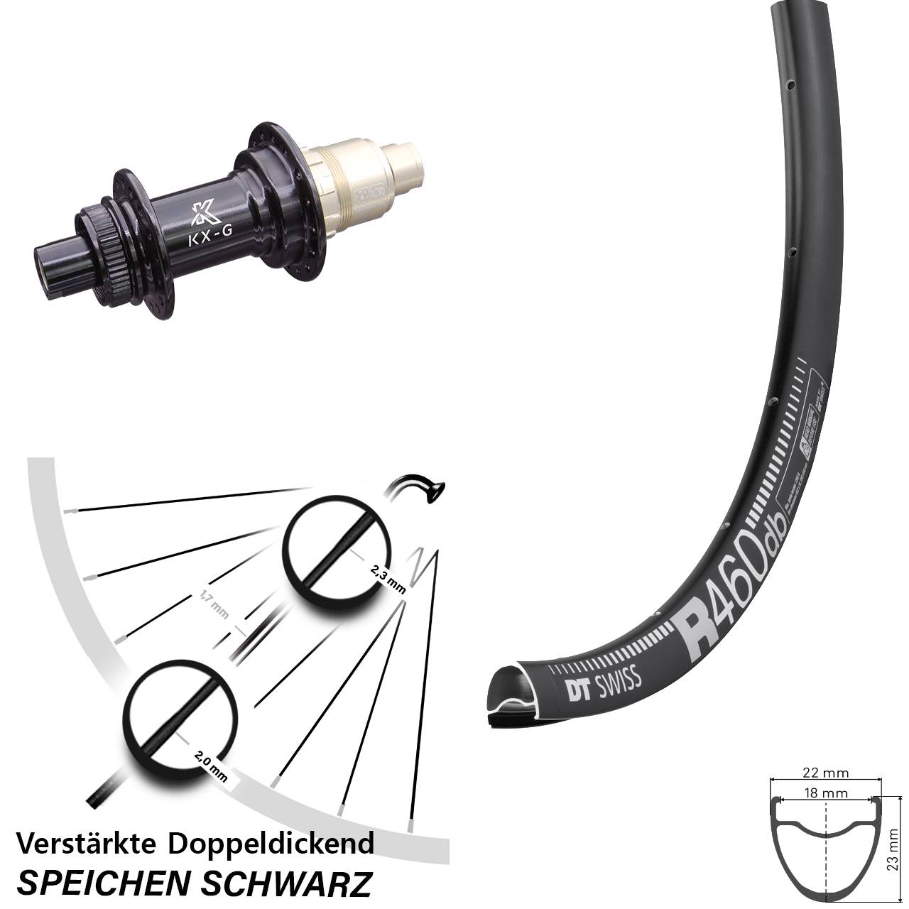 Hinterrad Centerlock 12x142 28 Zoll DT Swiss R 460 KX-G XDR