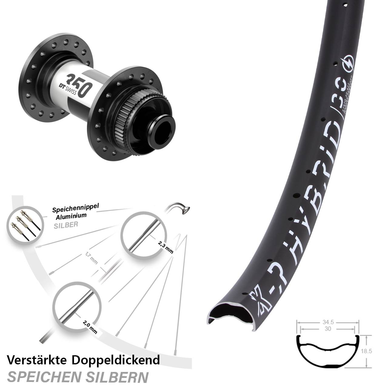 Centerlock Vorderrad 12x100 29 Zoll KX-R Hybrid 30 DT Swiss 350 Road