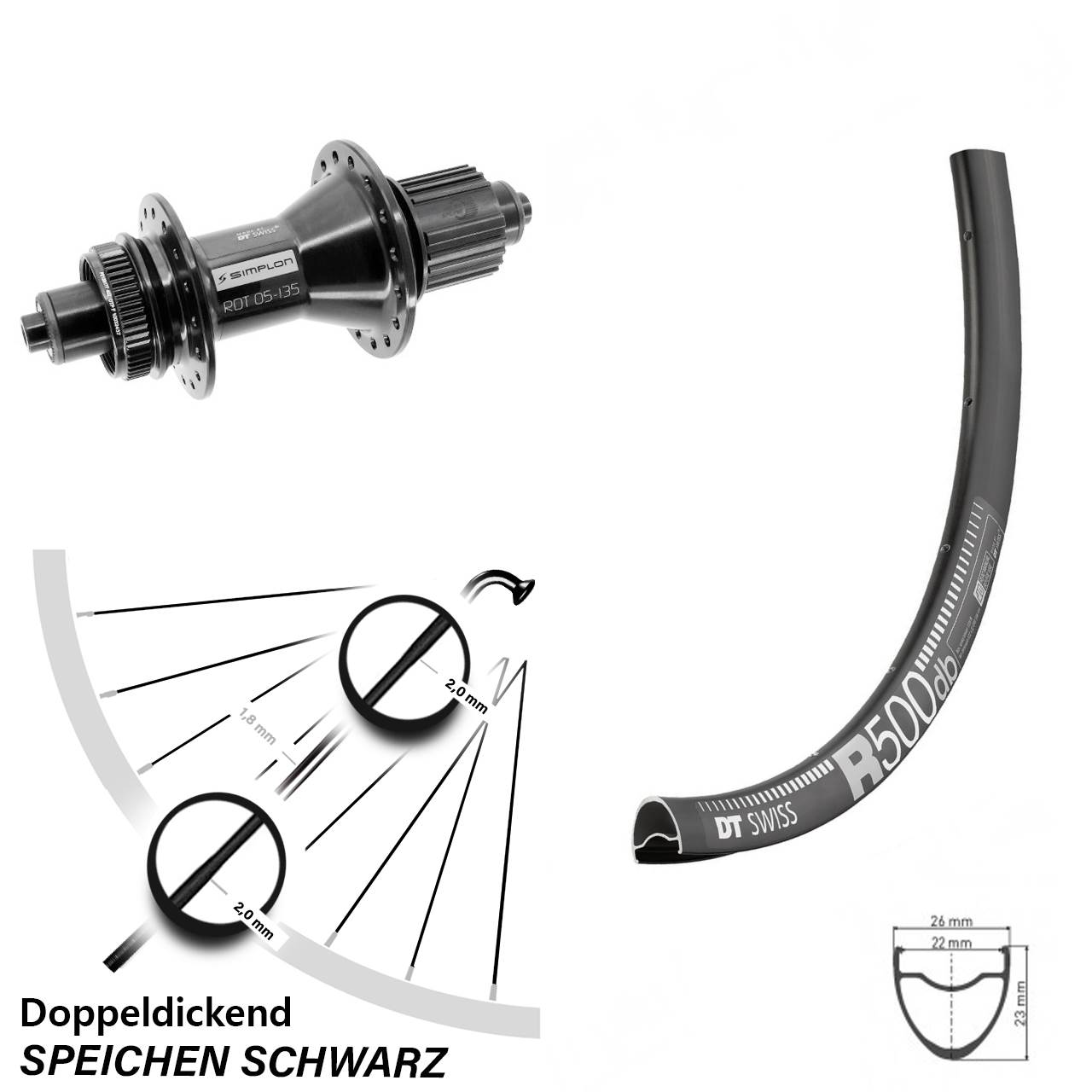 DT Swiss R500-370 28 Zoll Hinterrad Centerlock Micro Spline schwarz