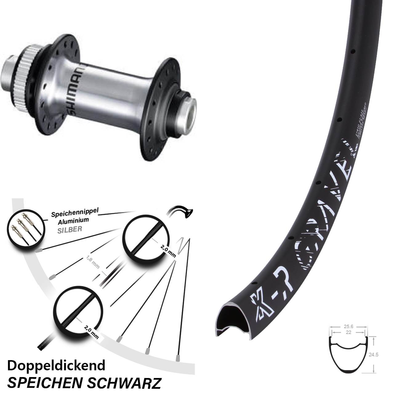 Shimano HB-RS770 KX-R Gravel Vorderrad 28-29 Zoll Centerlock 12x100 mm 22-622 ETRTO