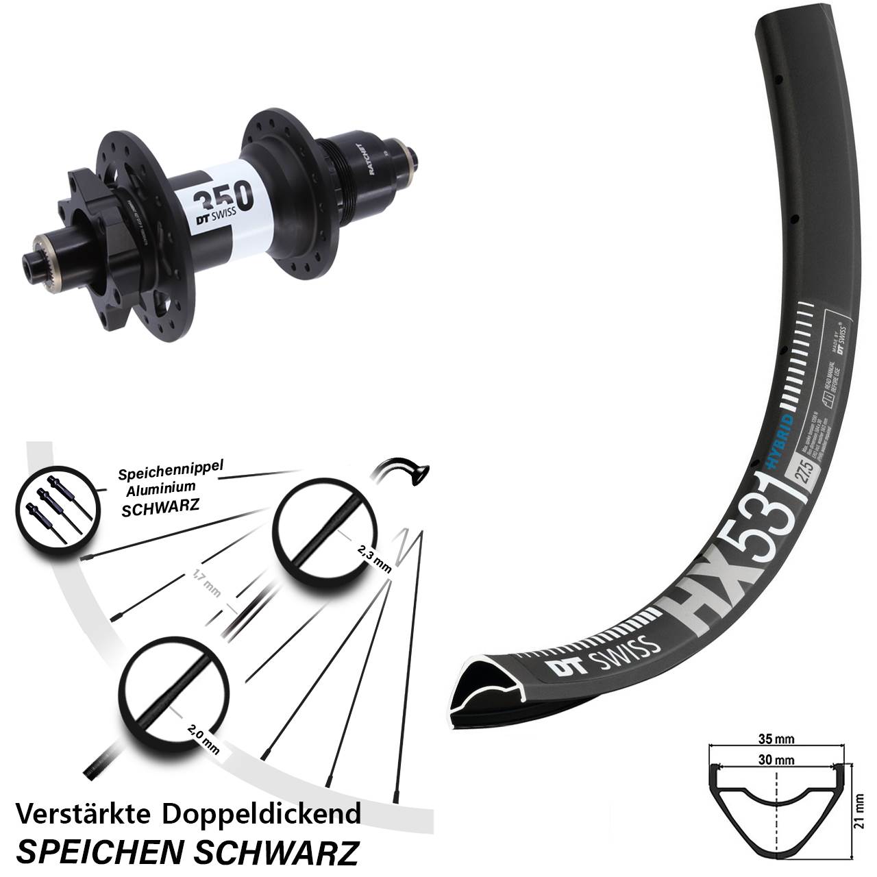 Disc Hinterrad 29 Zoll DT Swiss HX 531 350 SRAM XD QR