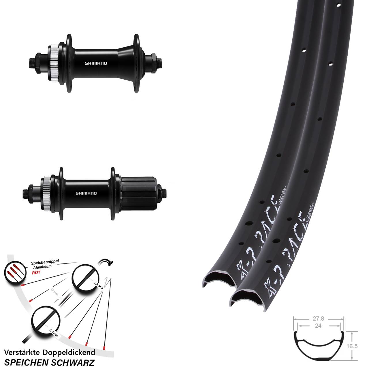 Laufradsatz Centerlock 29 Zoll KX-R Race Shimano FH-QC400 HB-QC400 8-11 fach QR