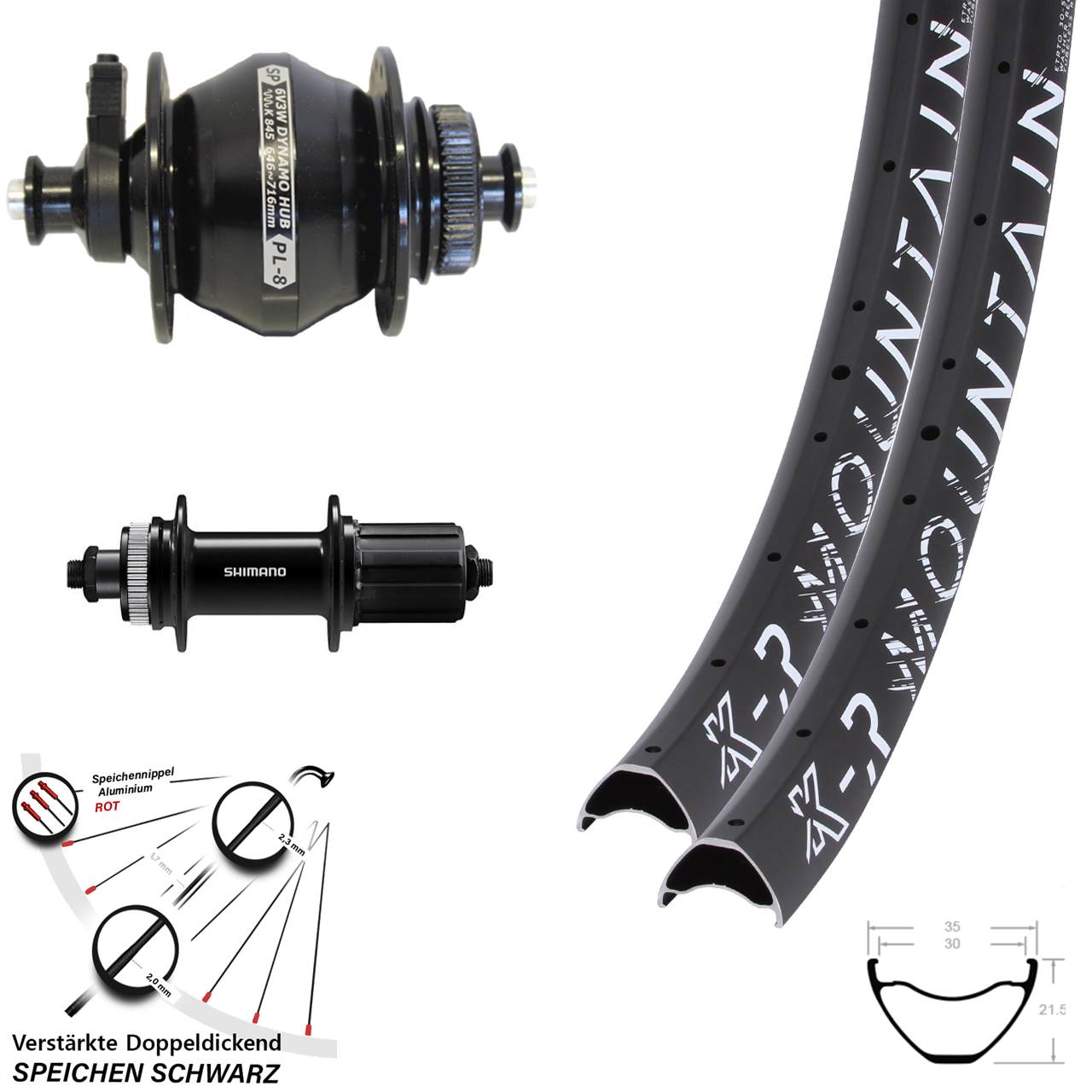Centerlock Laufradsatz QR 27,5 Zoll 29 KX-R Mountain Shimano FH-QC400 SP PL-8