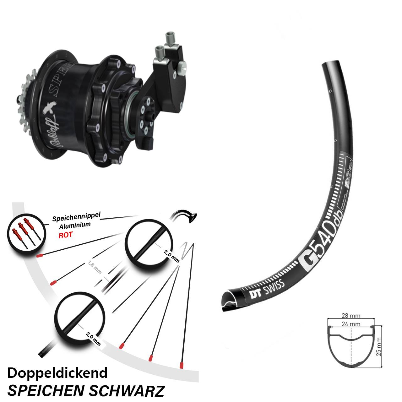 DT Swiss G 540 Rohloff Speedhub CC DB OEM Tandem 28-29 Zoll Disc Hinterrrad