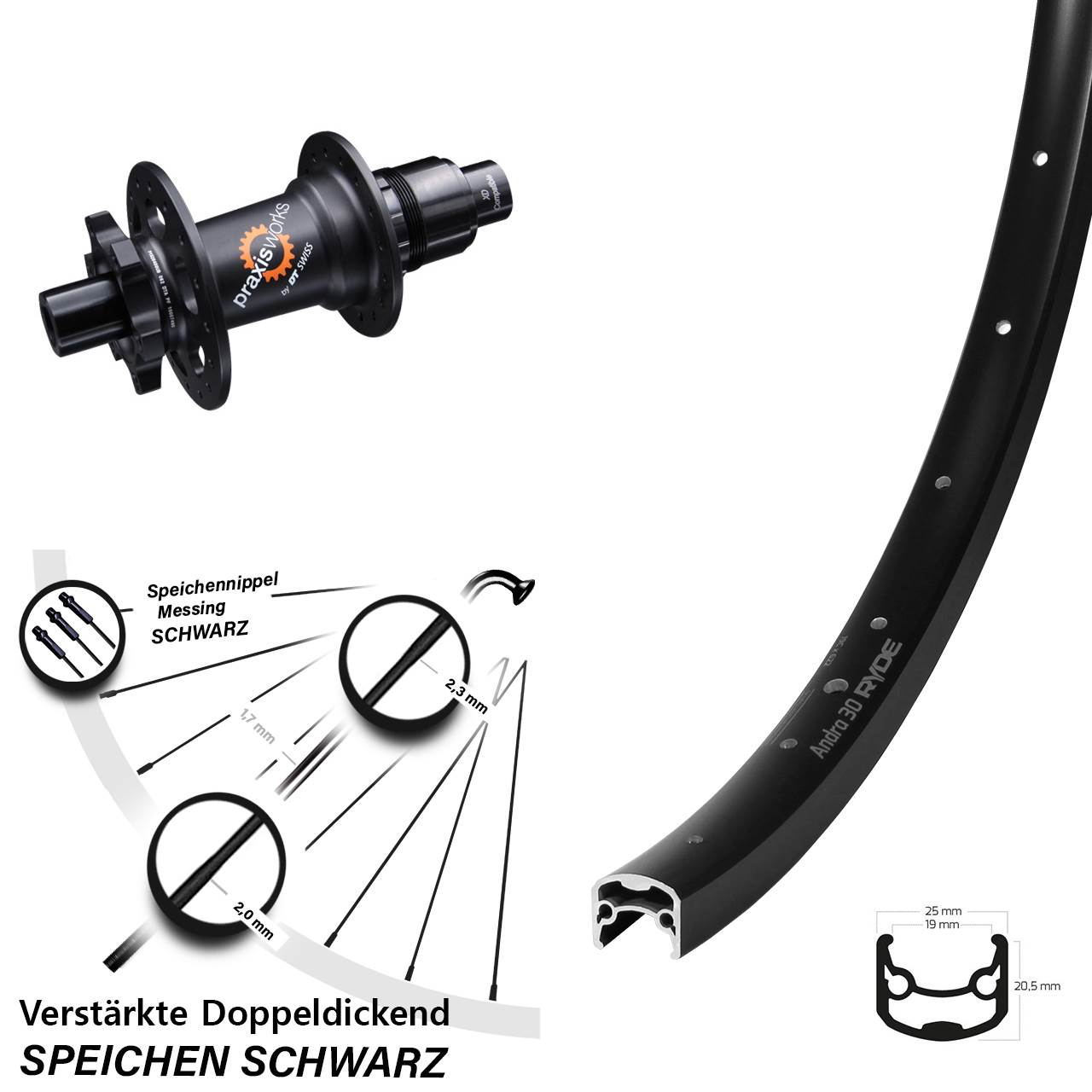 Disc Laufrad 29 Zoll Ryde Andra 30 DT Swiss 350 SL XD 11-12 fach 12x142
