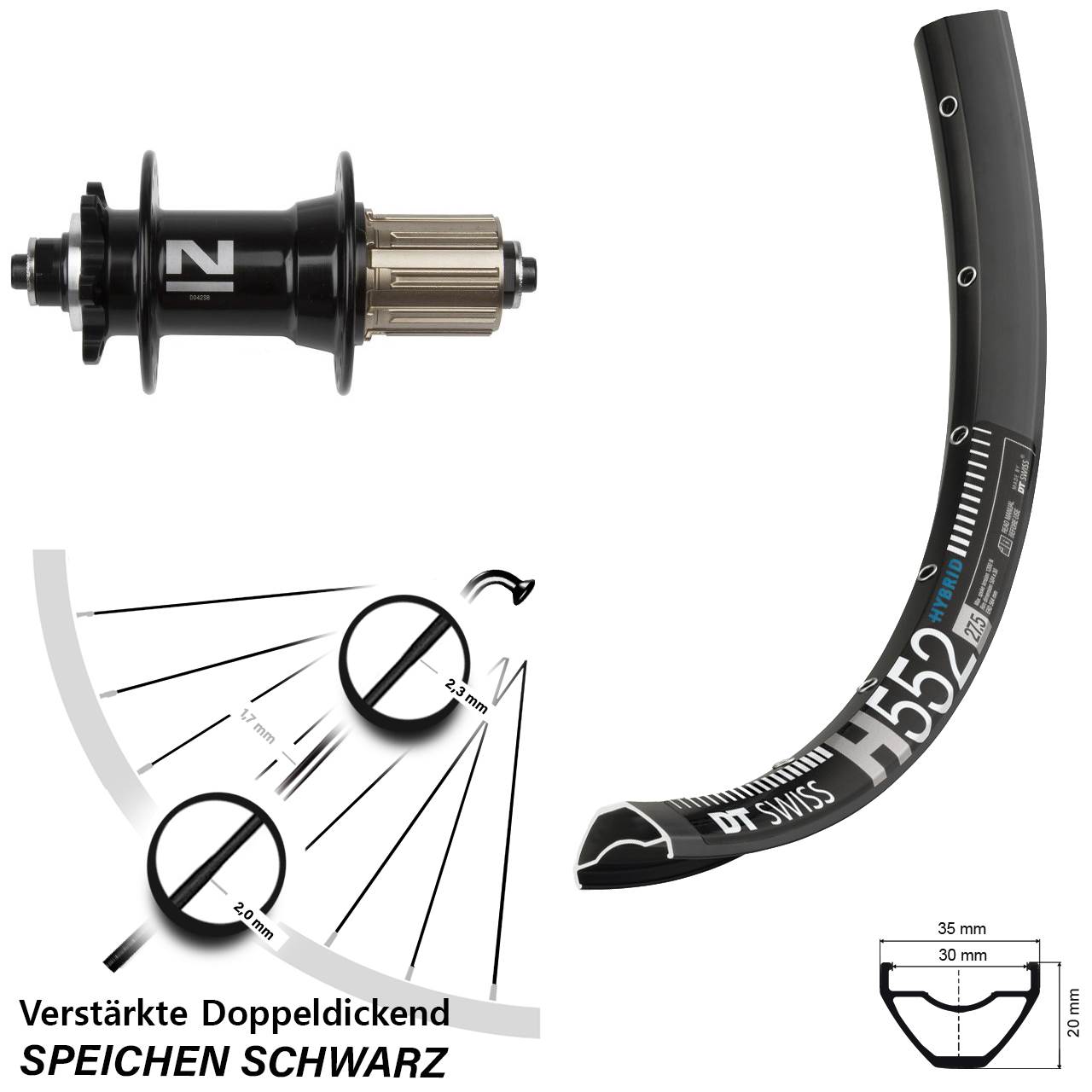 DT Swiss H552 Novatec D042 29 Zoll 6-Loch Hinterrad für Schnellspanner 8-11 fach
