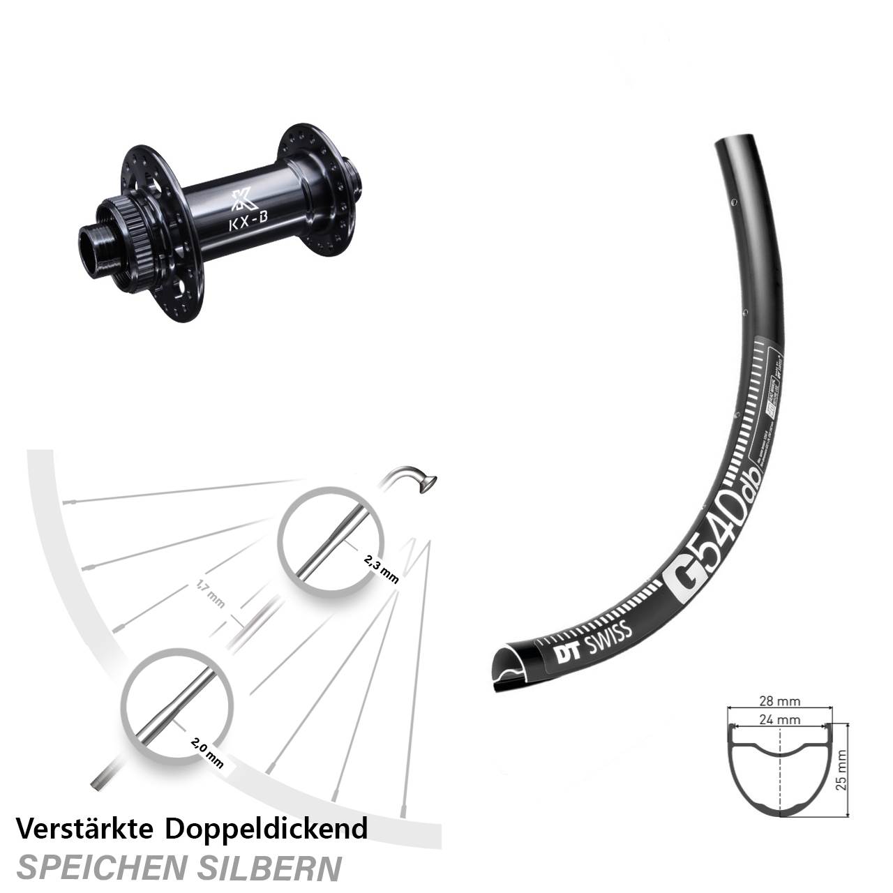 DT Swiss G 540 Disc Vorderrad 28-29 Zoll KX-Boost 12x110 mm verstärkt