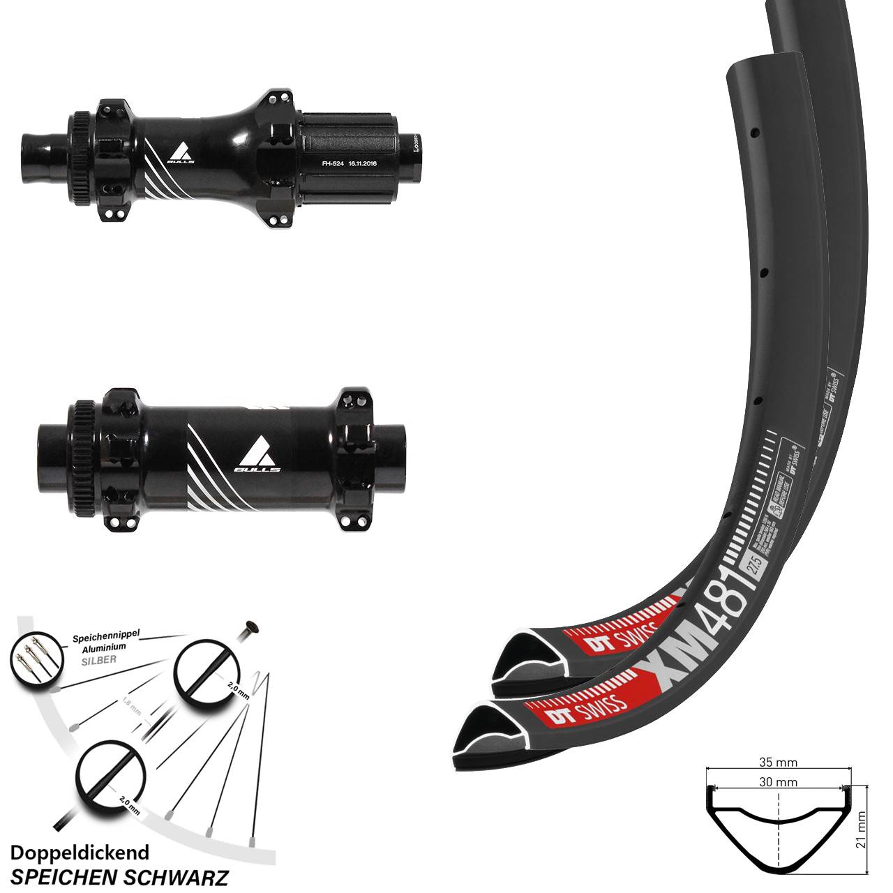 Laufradsatz 27,5+ Zoll Boost Straightpull DT Swiss XM 481