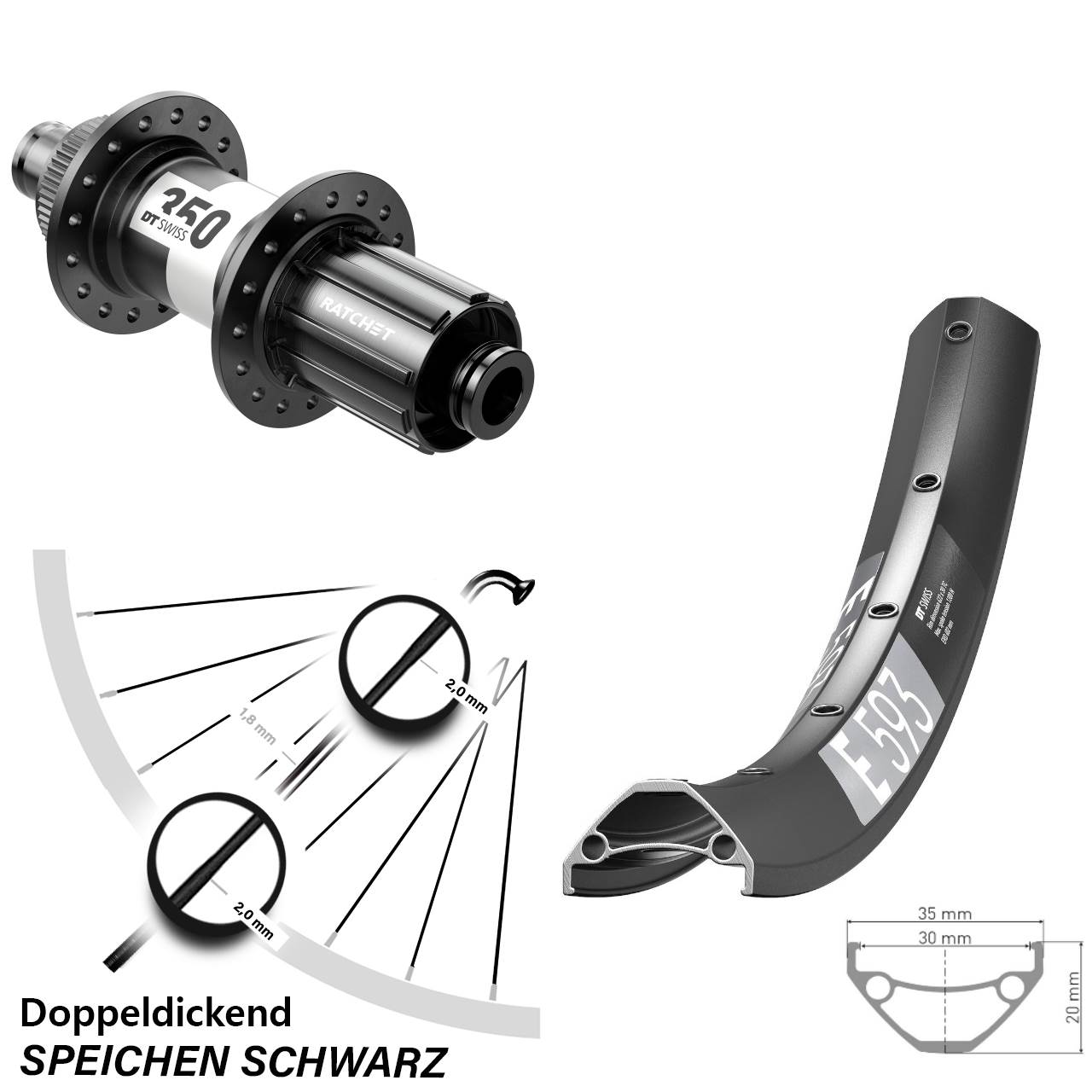 Disc Hinterrad 27,5 Zoll DT Swiss E593-350 8-11 fach 12x142
