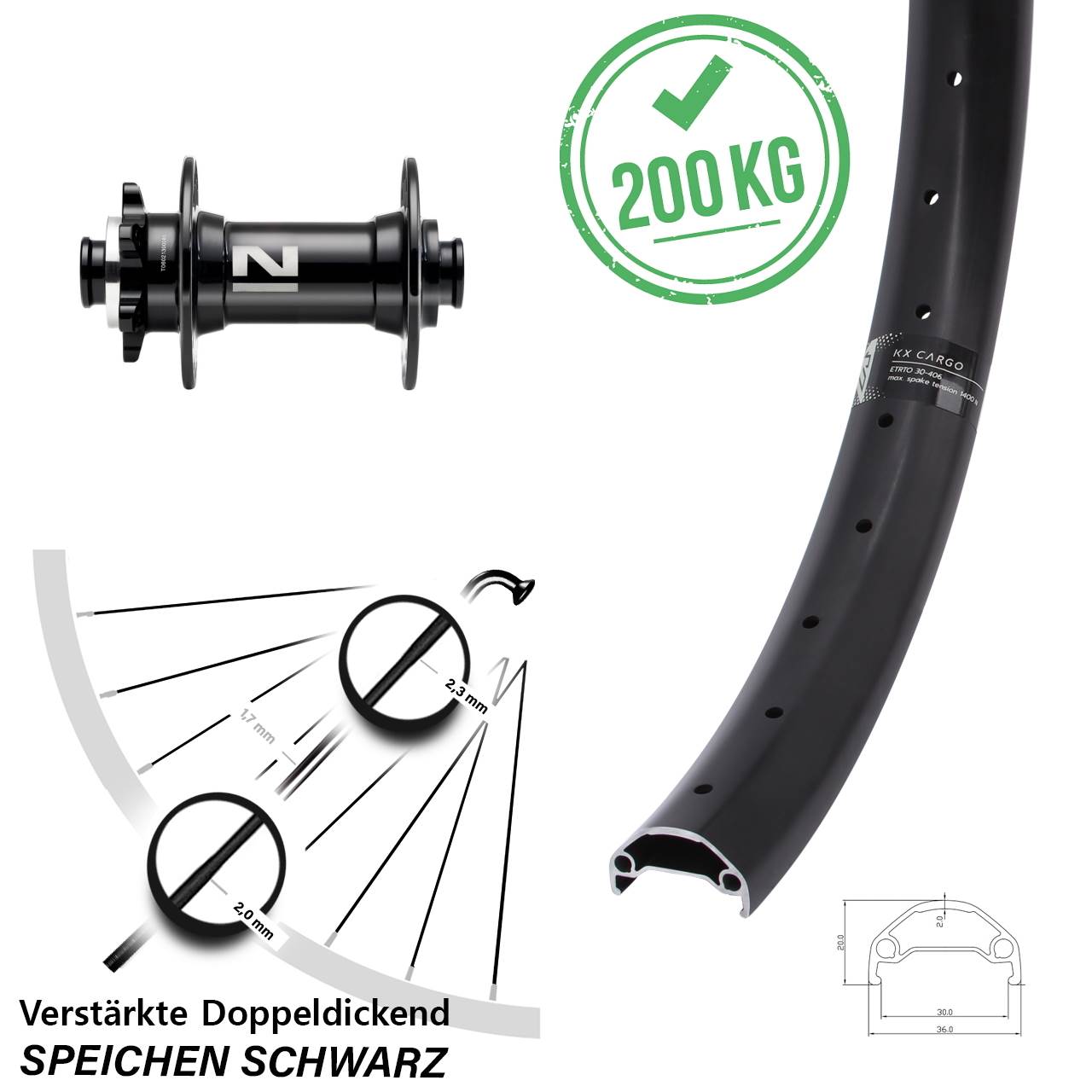 KX Cargo Novatec D041 650B 6-Loch Vorderrad 15x110 Boost