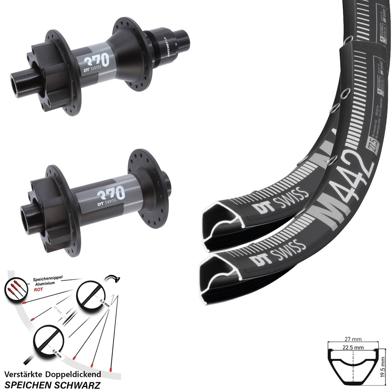 6-Loch Laufradsatz 28-29 Zoll DT Swiss M 442-370 XD 11-12 fach 15x110 12x148