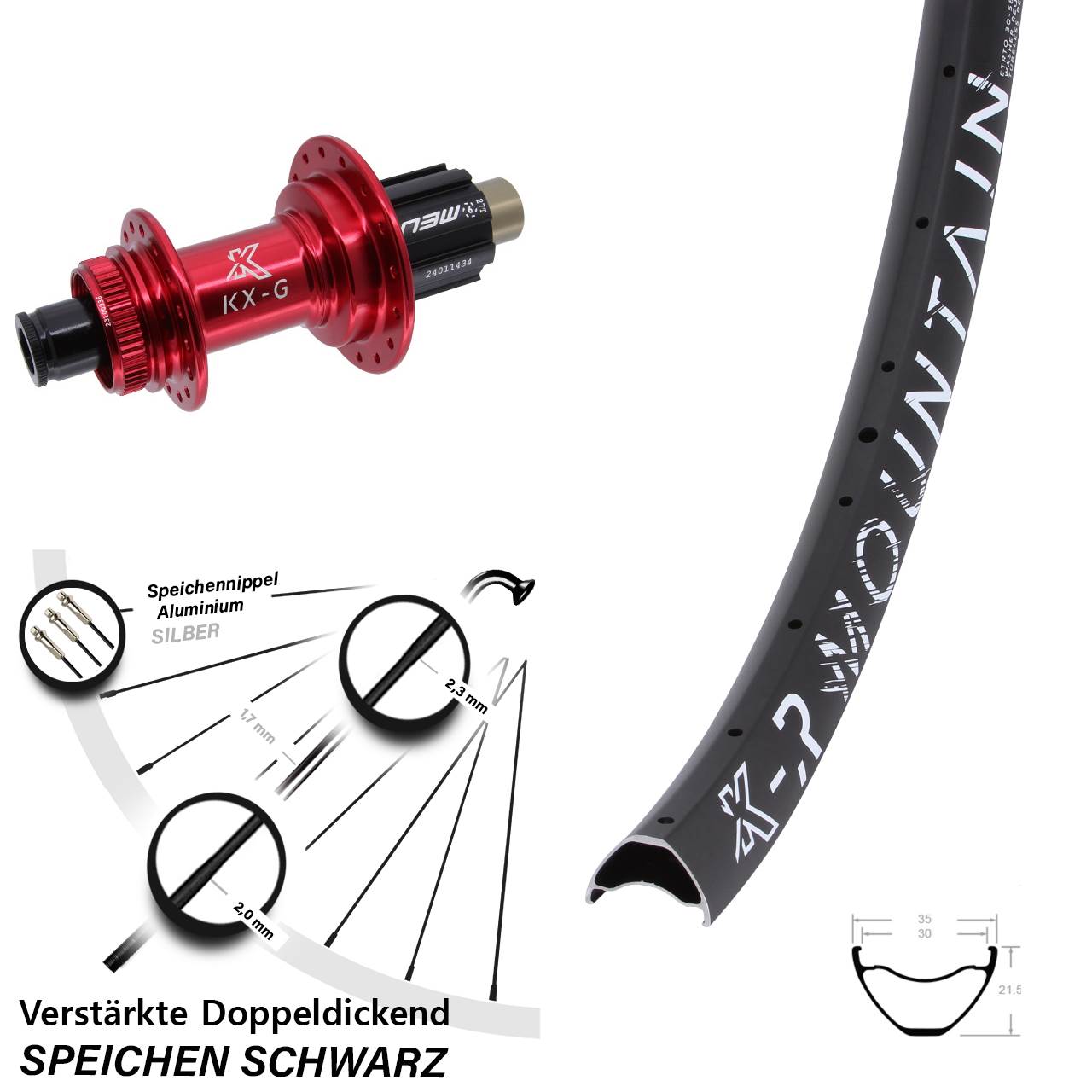 Disc Hinterrad 29 Zoll KX-GR Mountain rot Campagnolo N3W 12x142