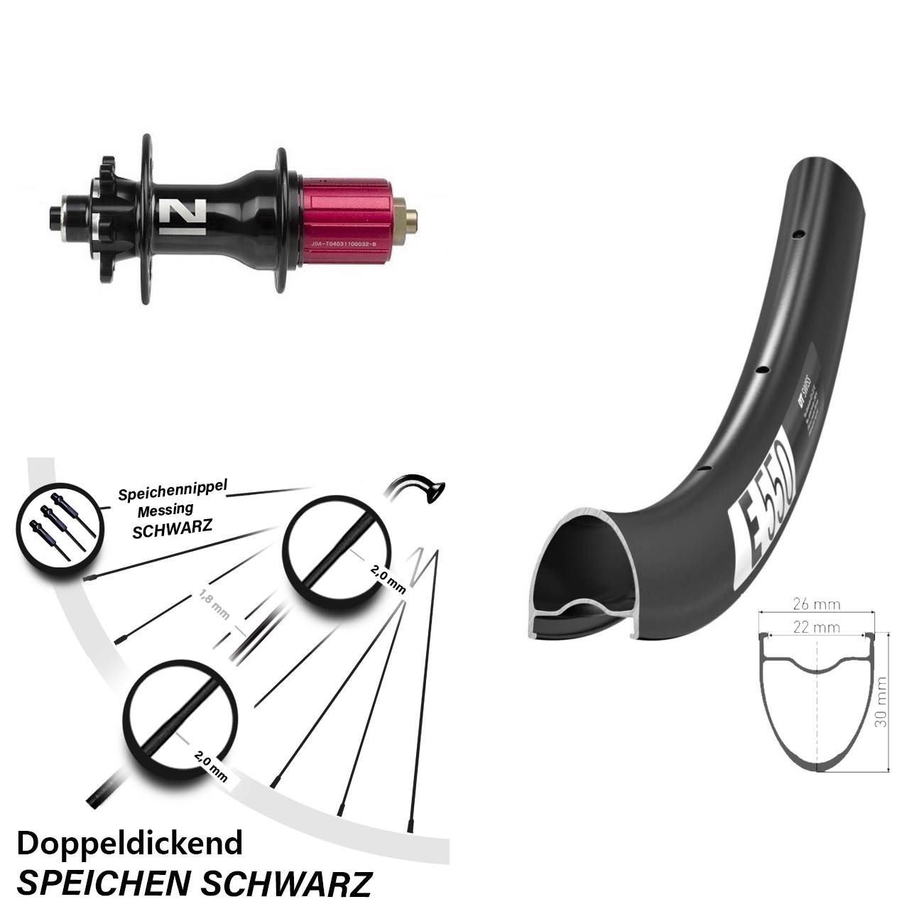 6-Loch Hinterrad QR 28 Zoll DT Swiss E 550 Novatec Superlight 8-12 fach