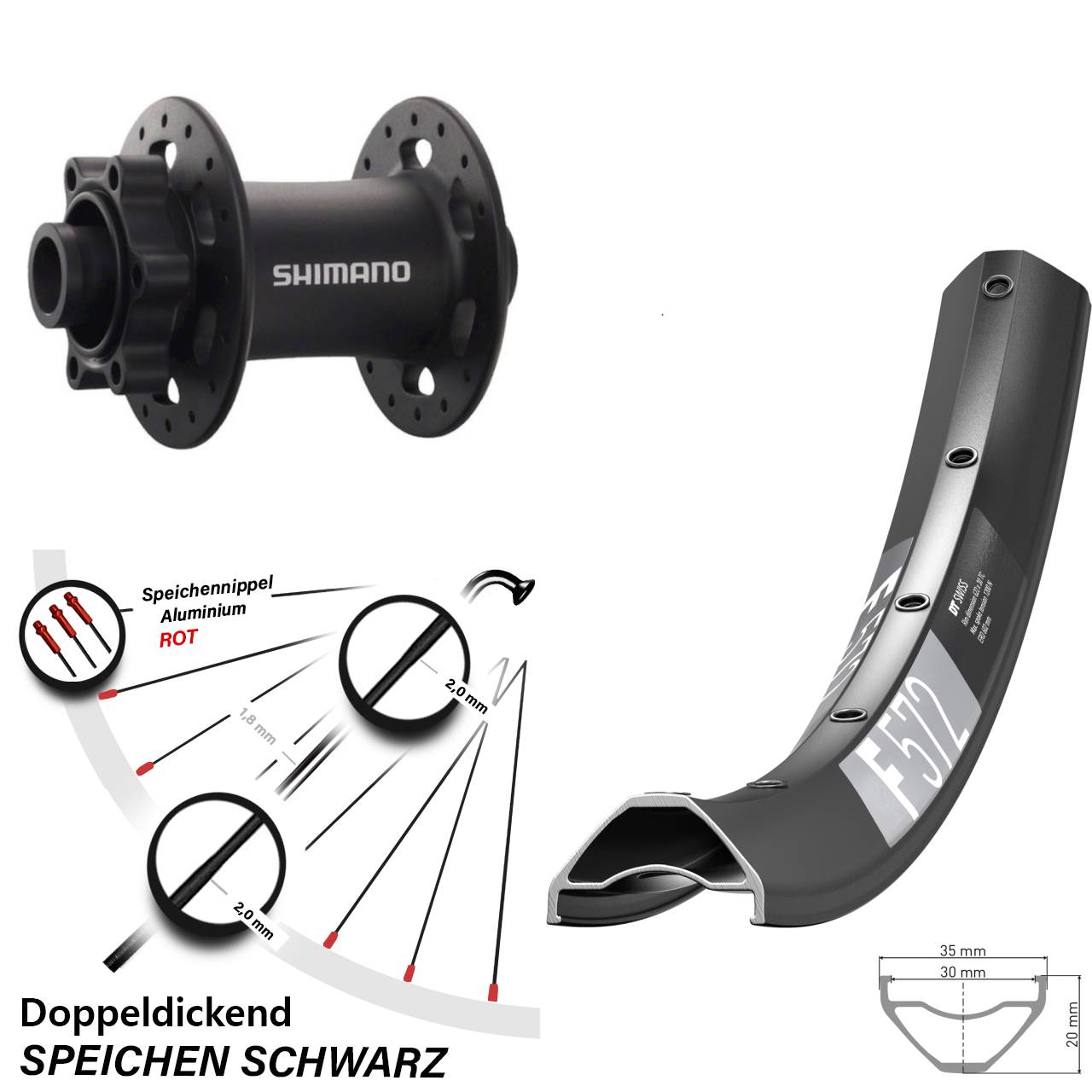DT Swiss F572 Shimano HB-M758 27,5 Zoll Disc Laufrad 15x100